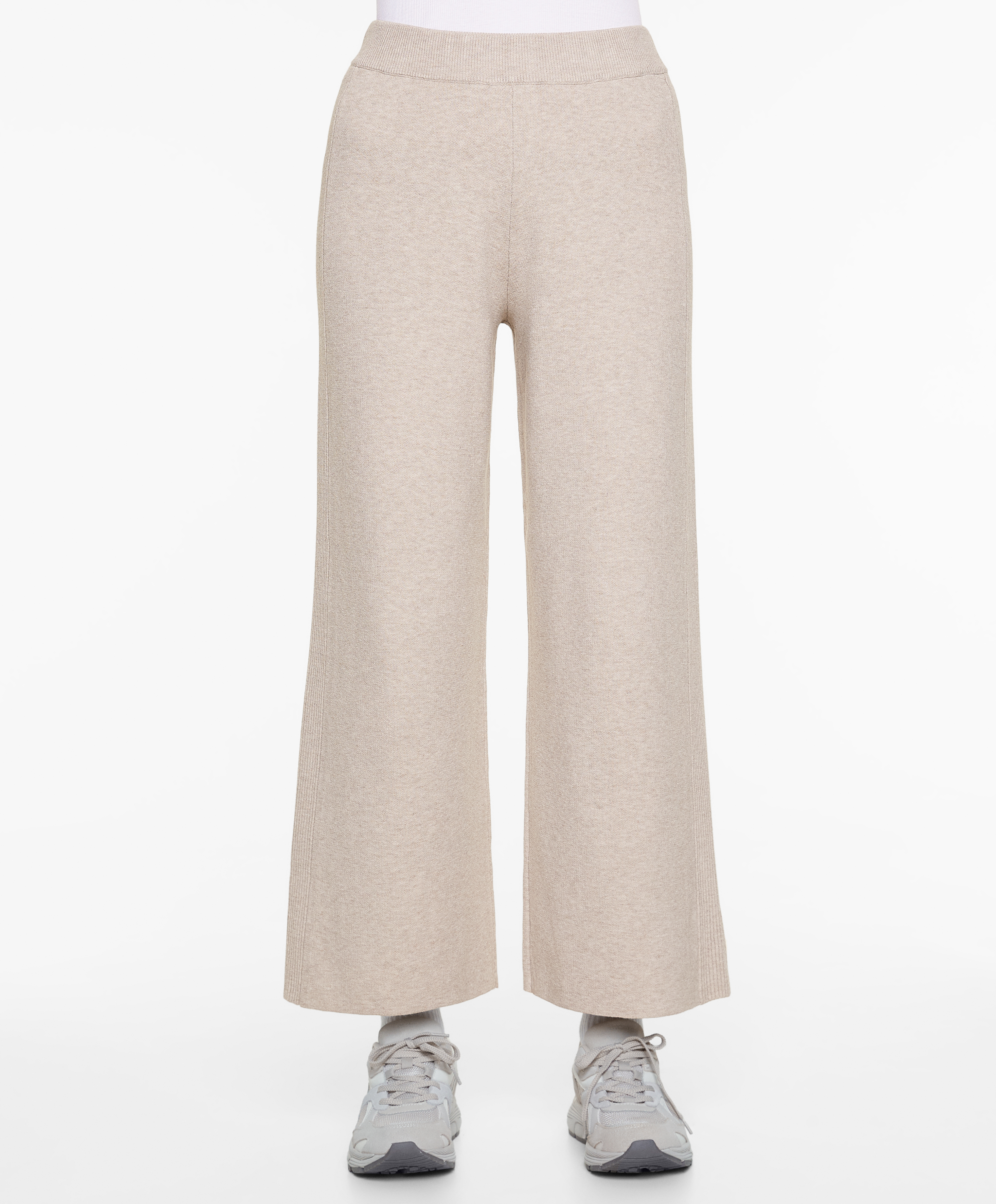 Side rib straight-leg knit trousers