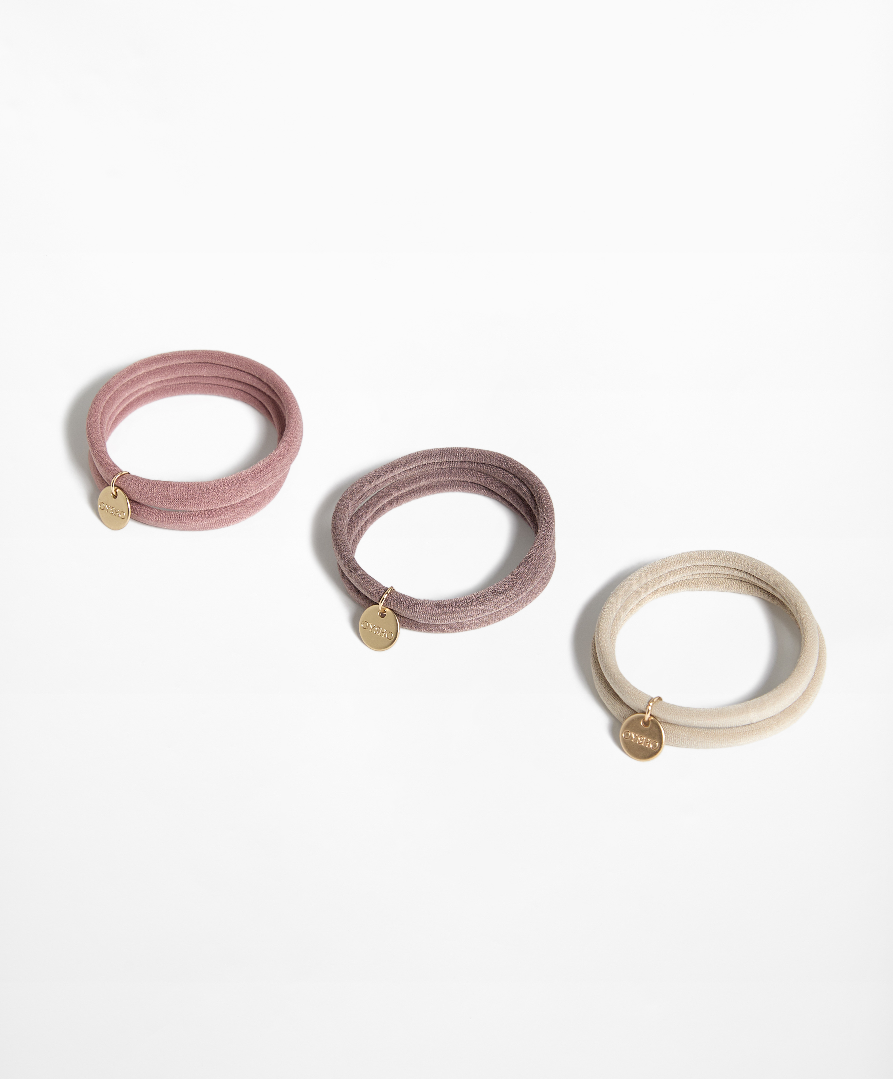 6 Oysho plaque hair ties