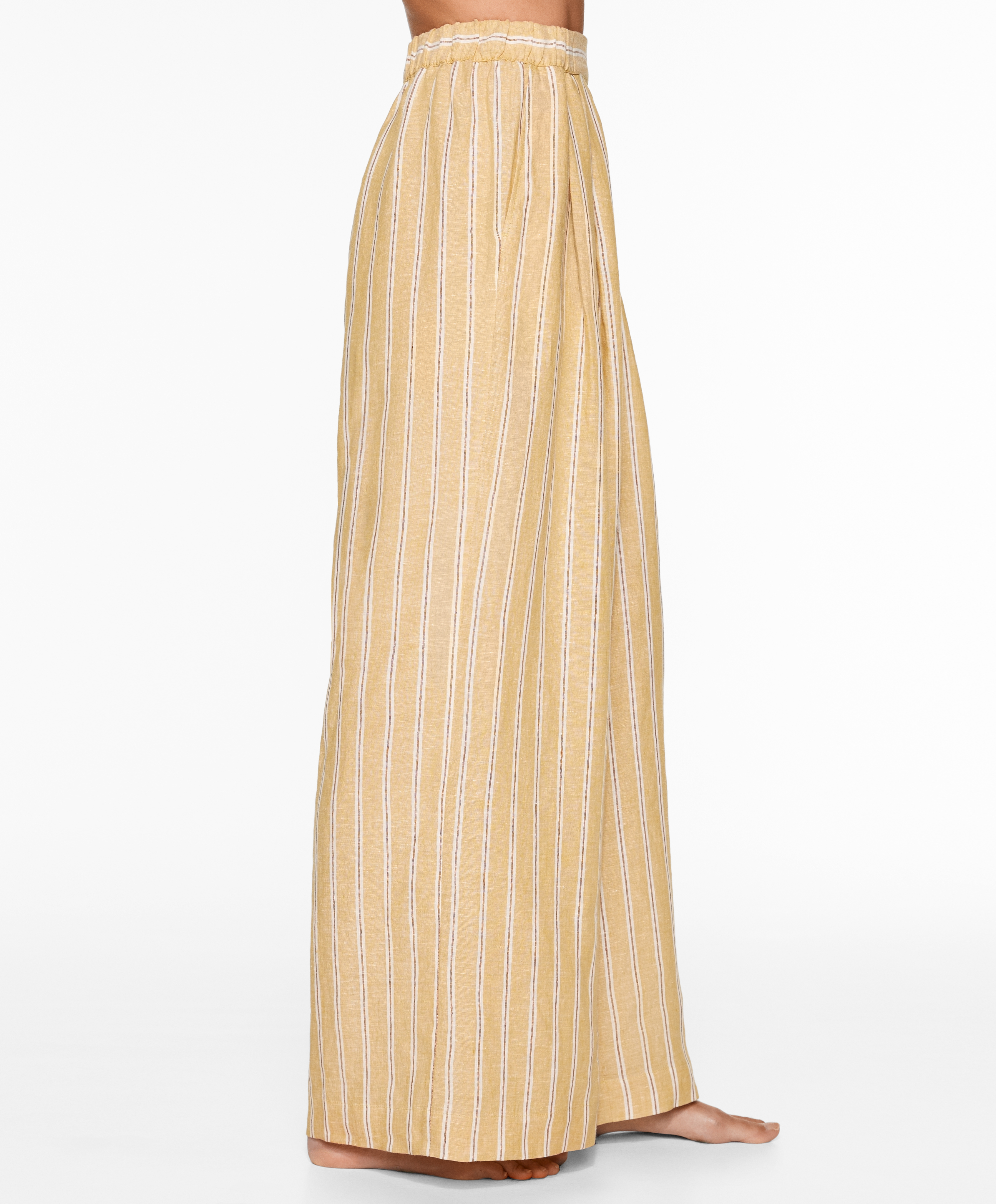 Tailored-fit 100% linen striped trousers