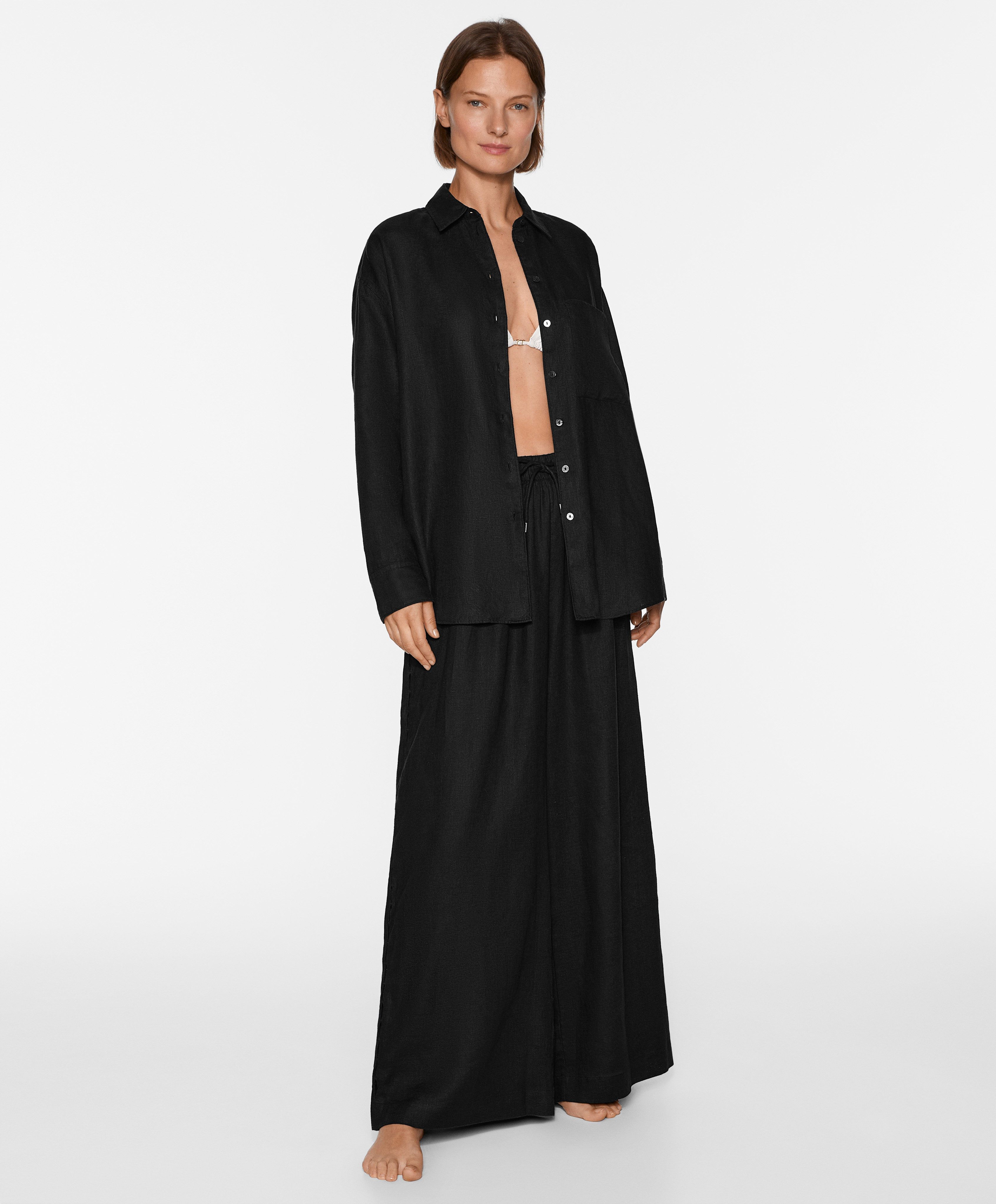 Straight cut 100% linen trousers