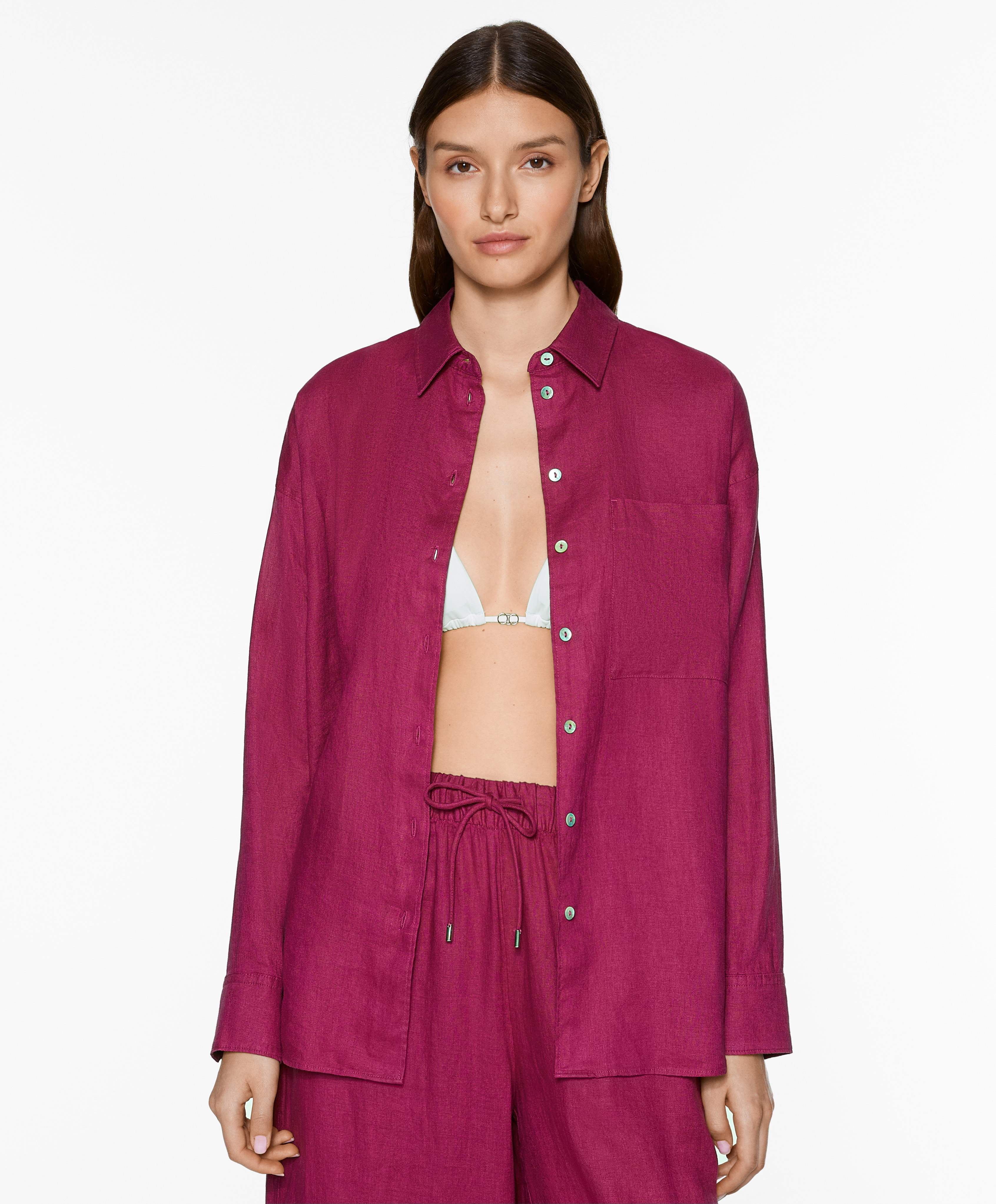 100% linen long-sleeved shirt