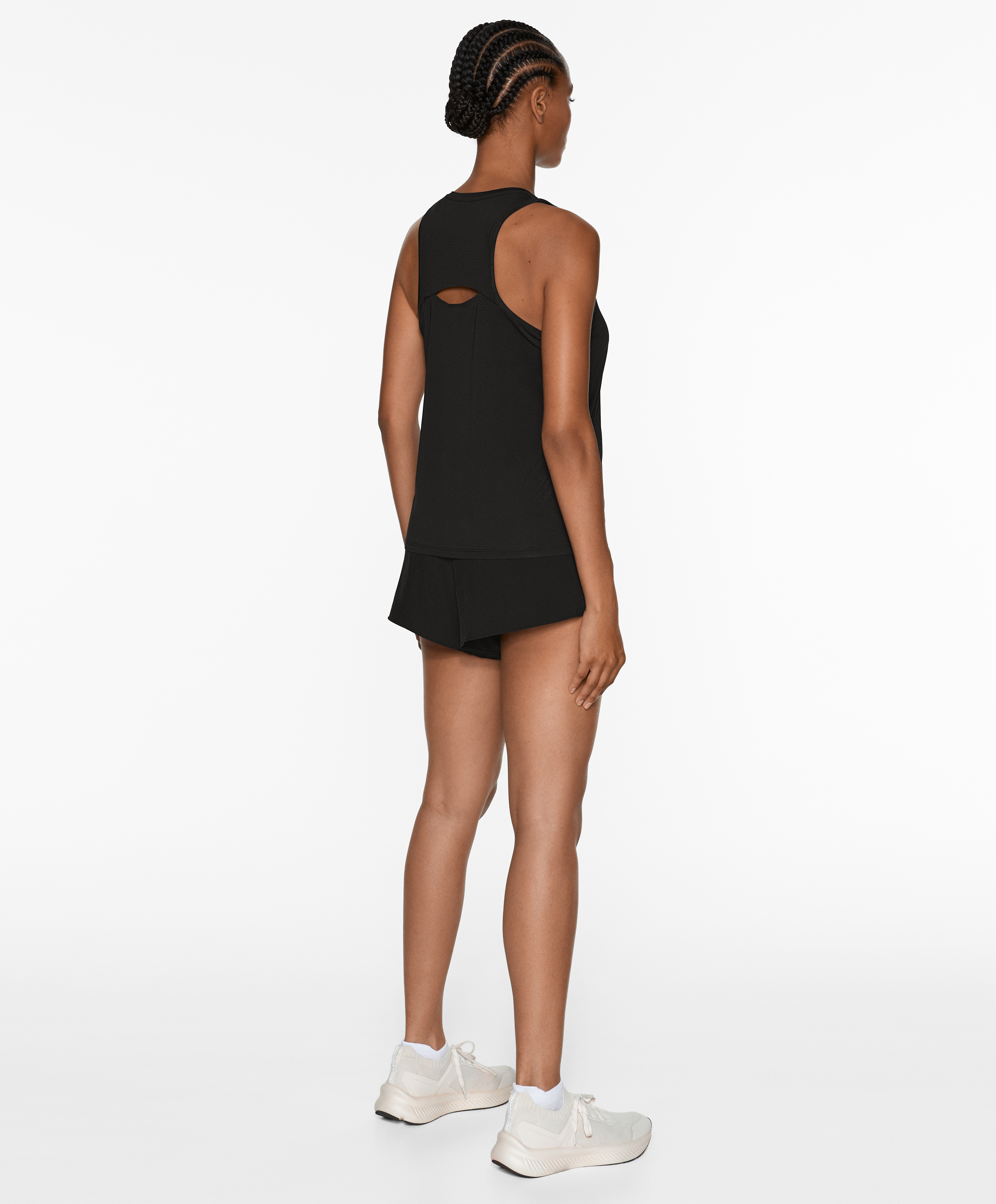 Sleeveless technical T-shirt with open back