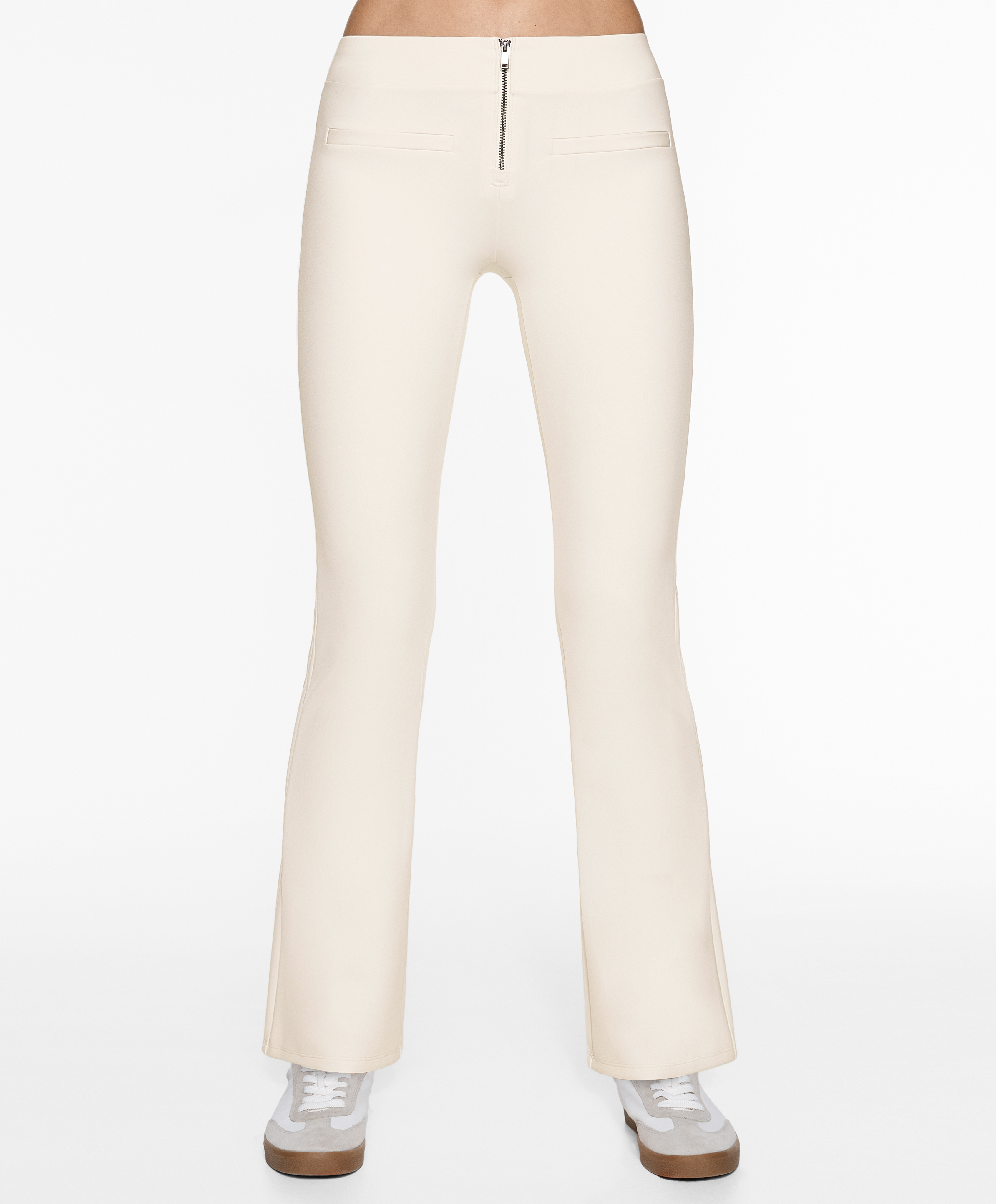 Neoprene-effect low-rise flare trousers