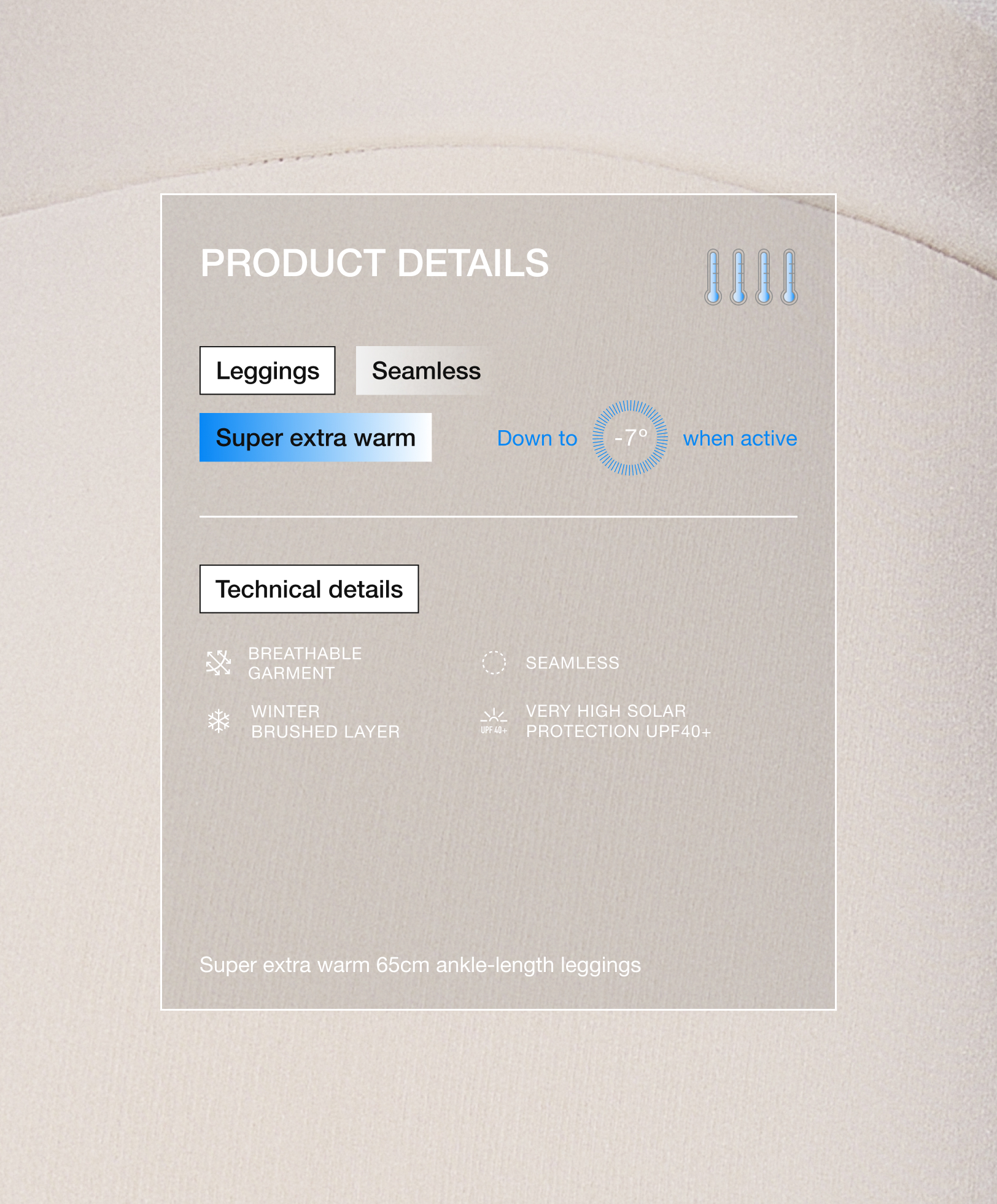 Super-extra-warm seamless 65cm ankle-length leggings