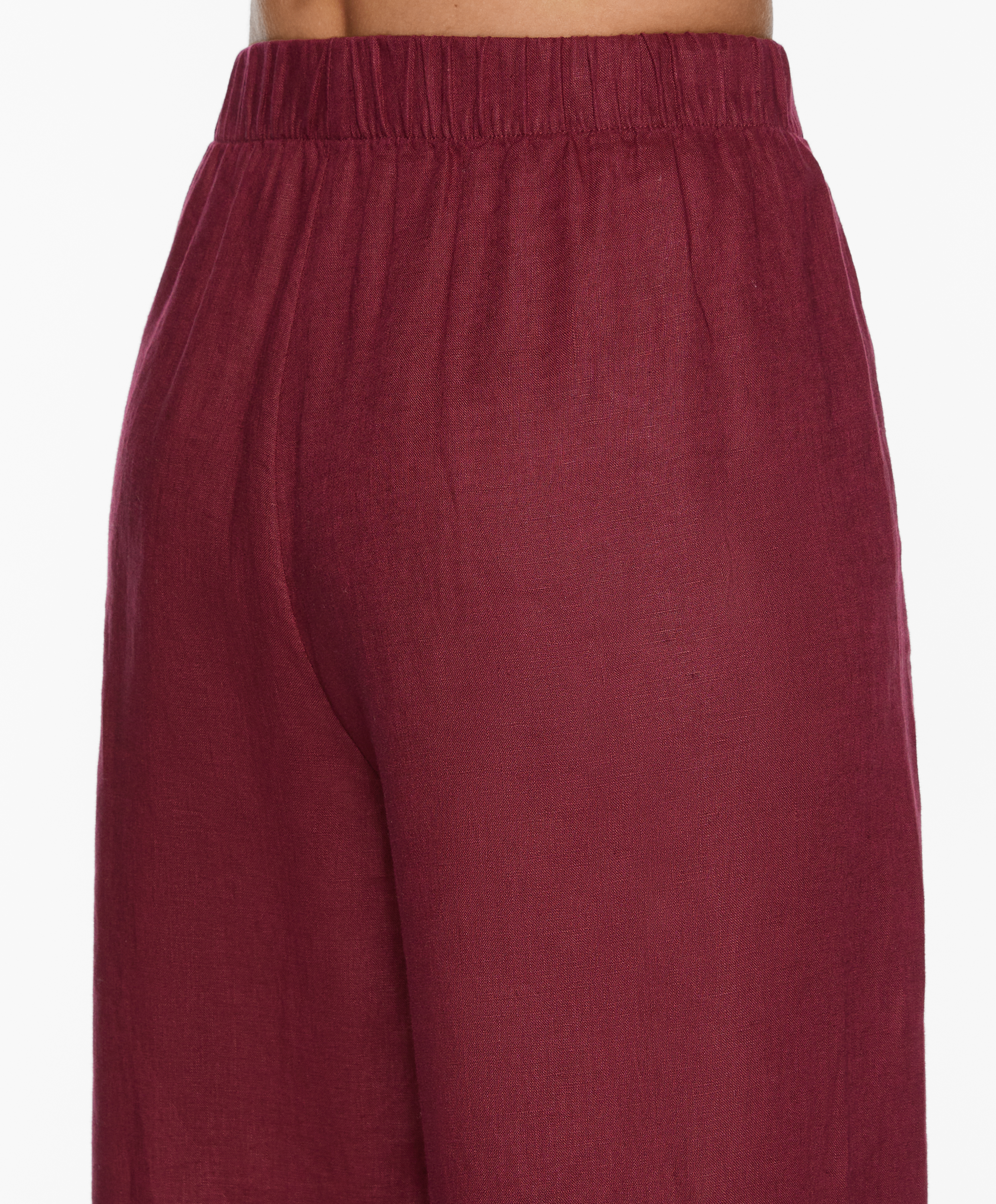 100% linen wide straight-leg trousers