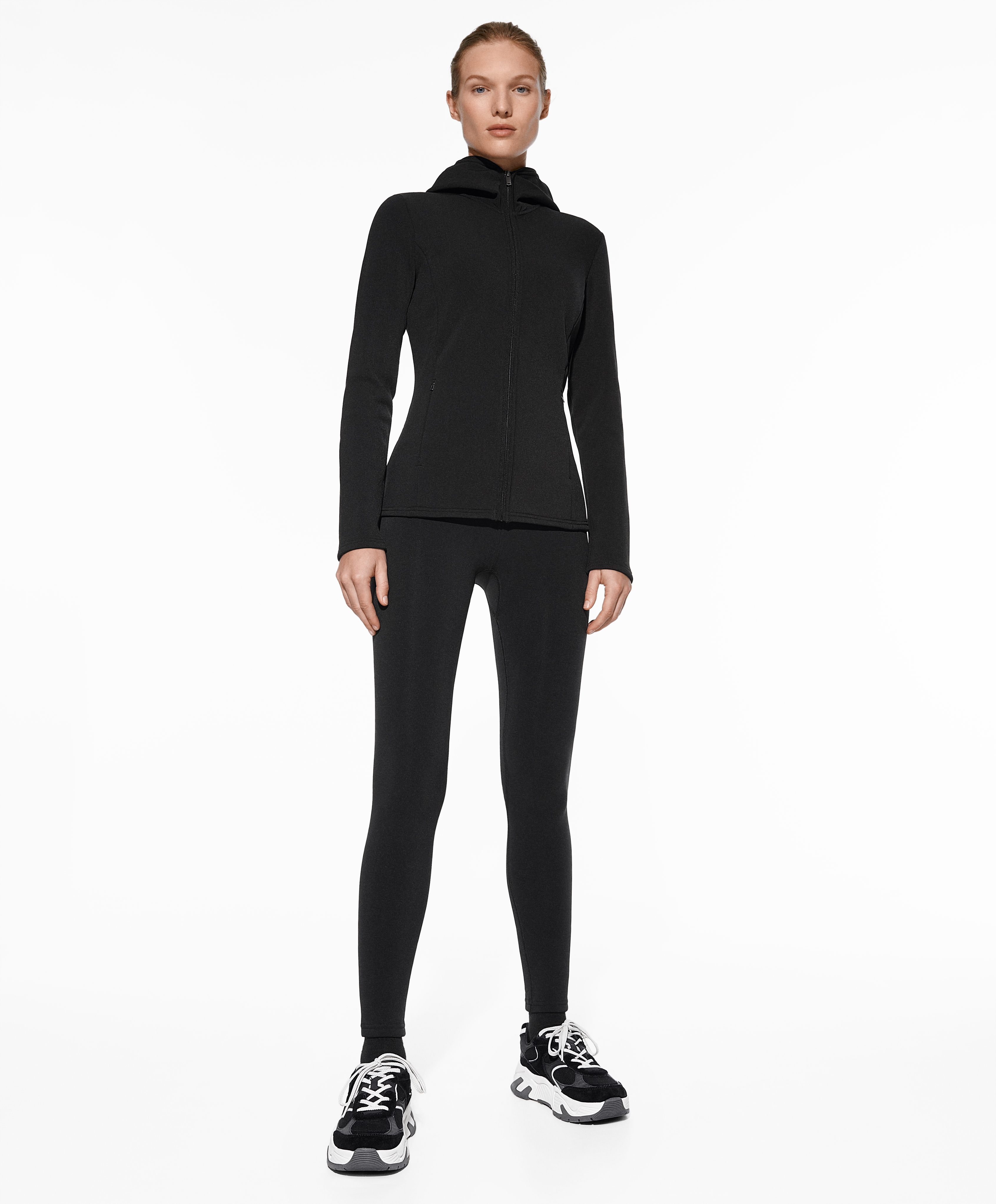 Super-extra-warm seamless hooded technical jacket