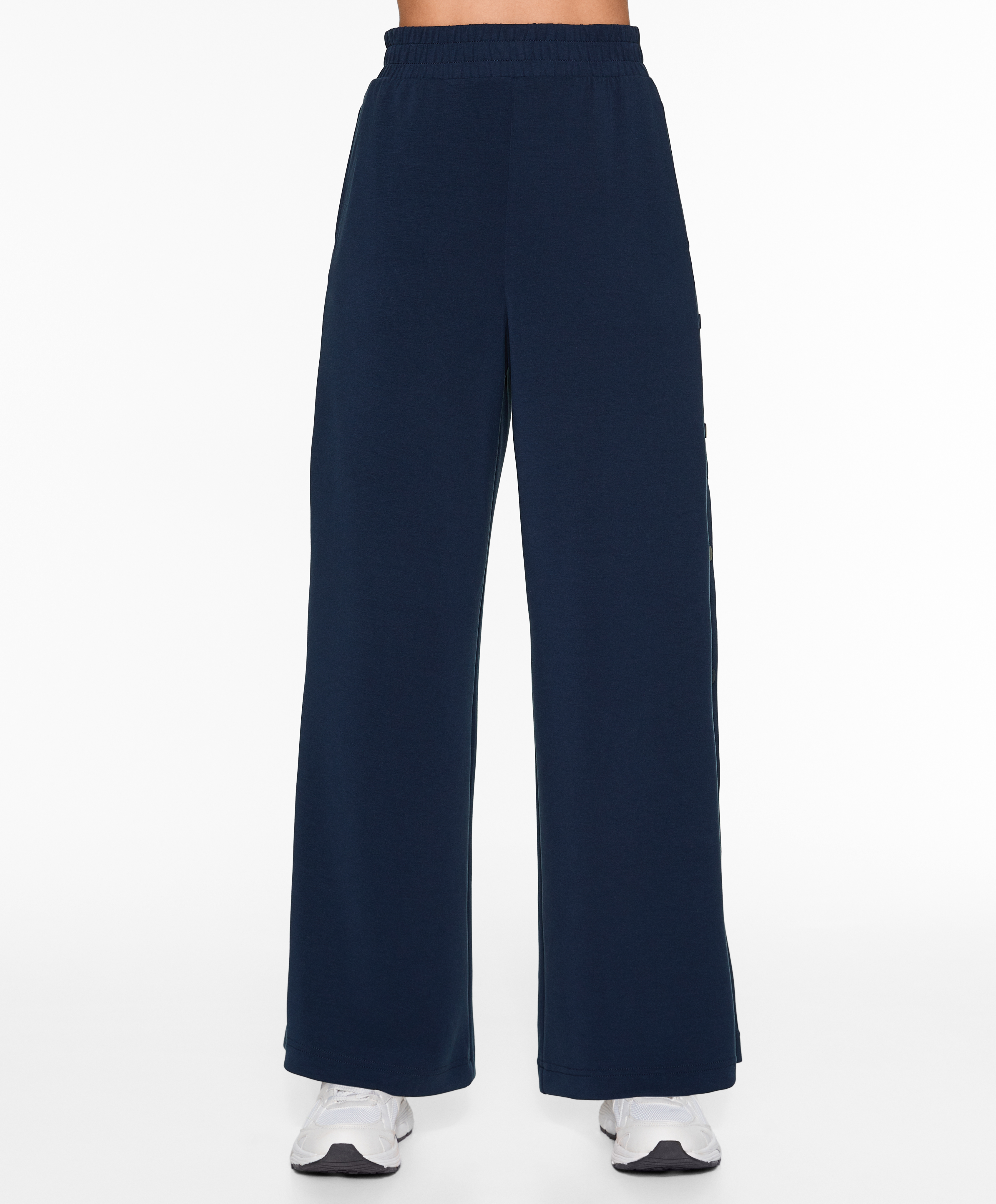 Soft-touch wide, straight-leg trousers with modal and buttons