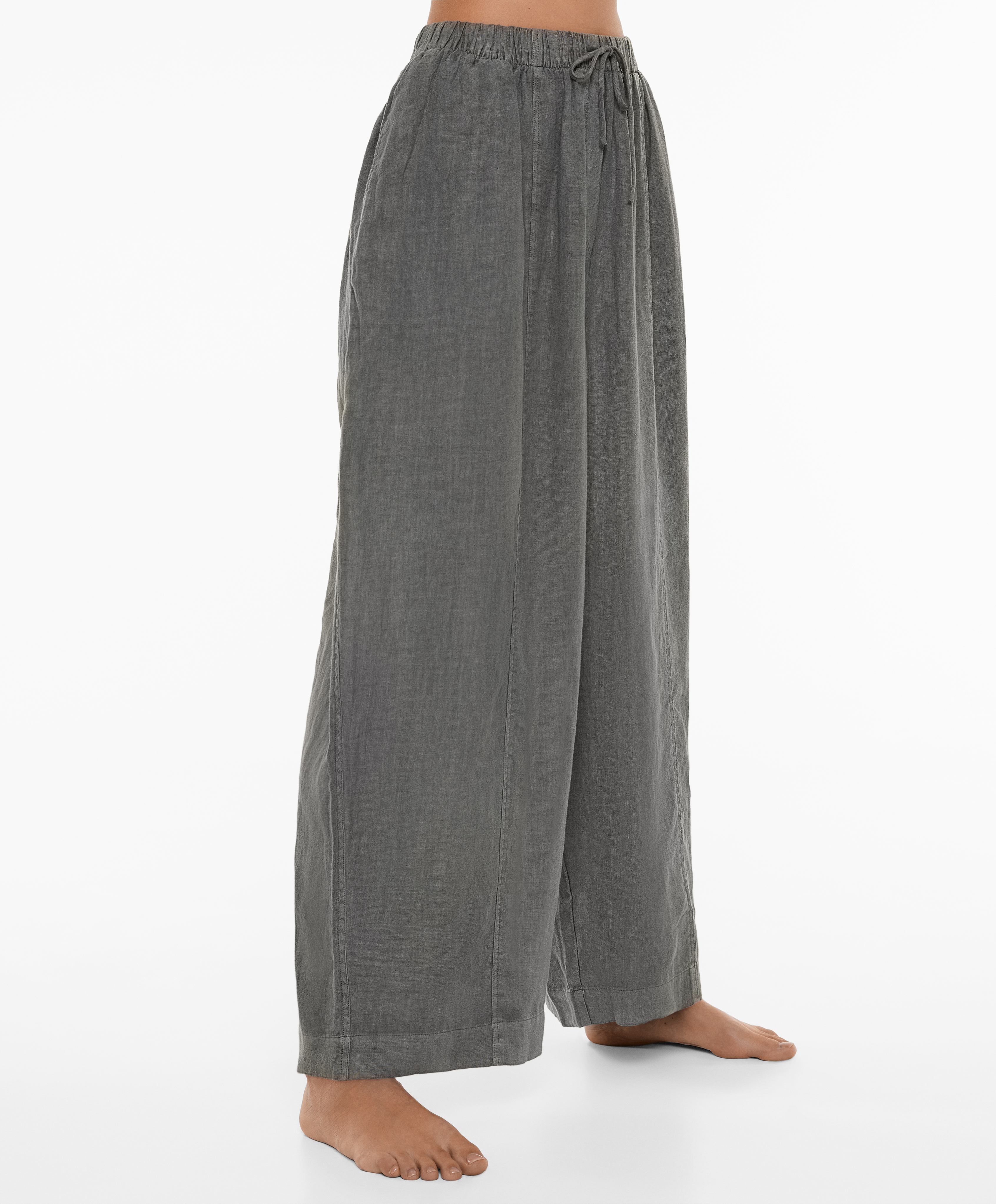 100% linen barrel trousers