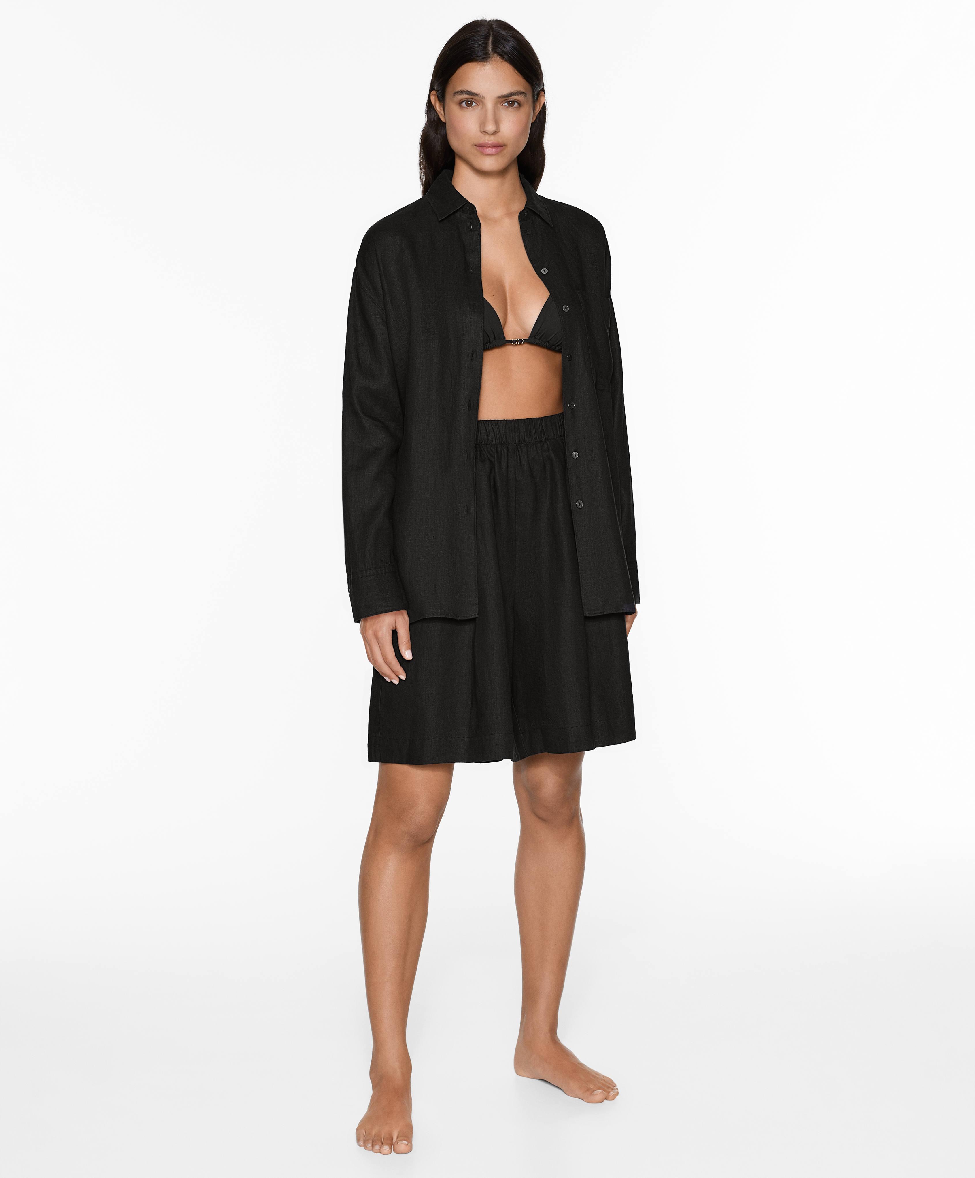 100% linen Bermuda shorts