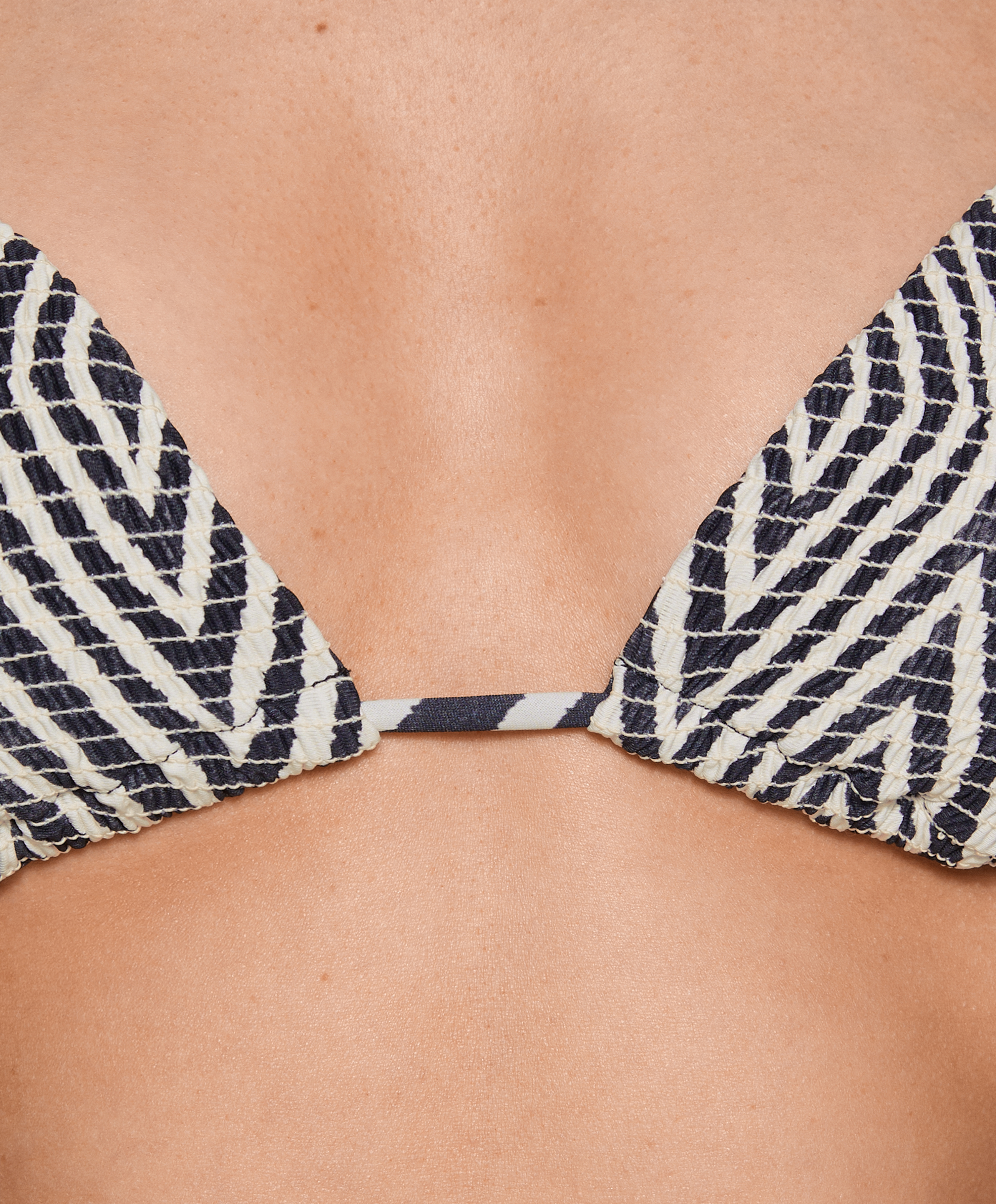 Smock stamp print triangle bikini top