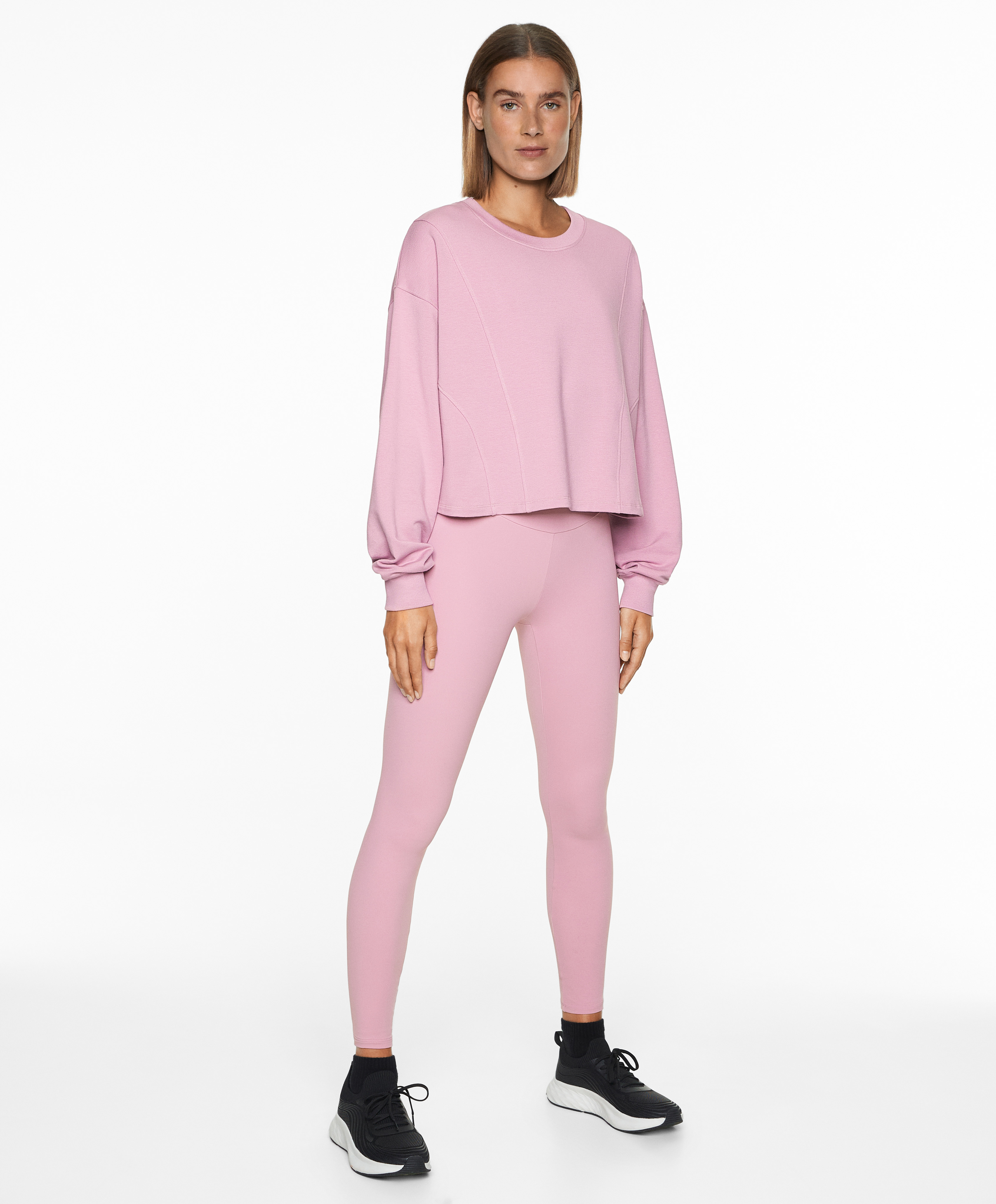 Crop sweatshirt with cotton and modal