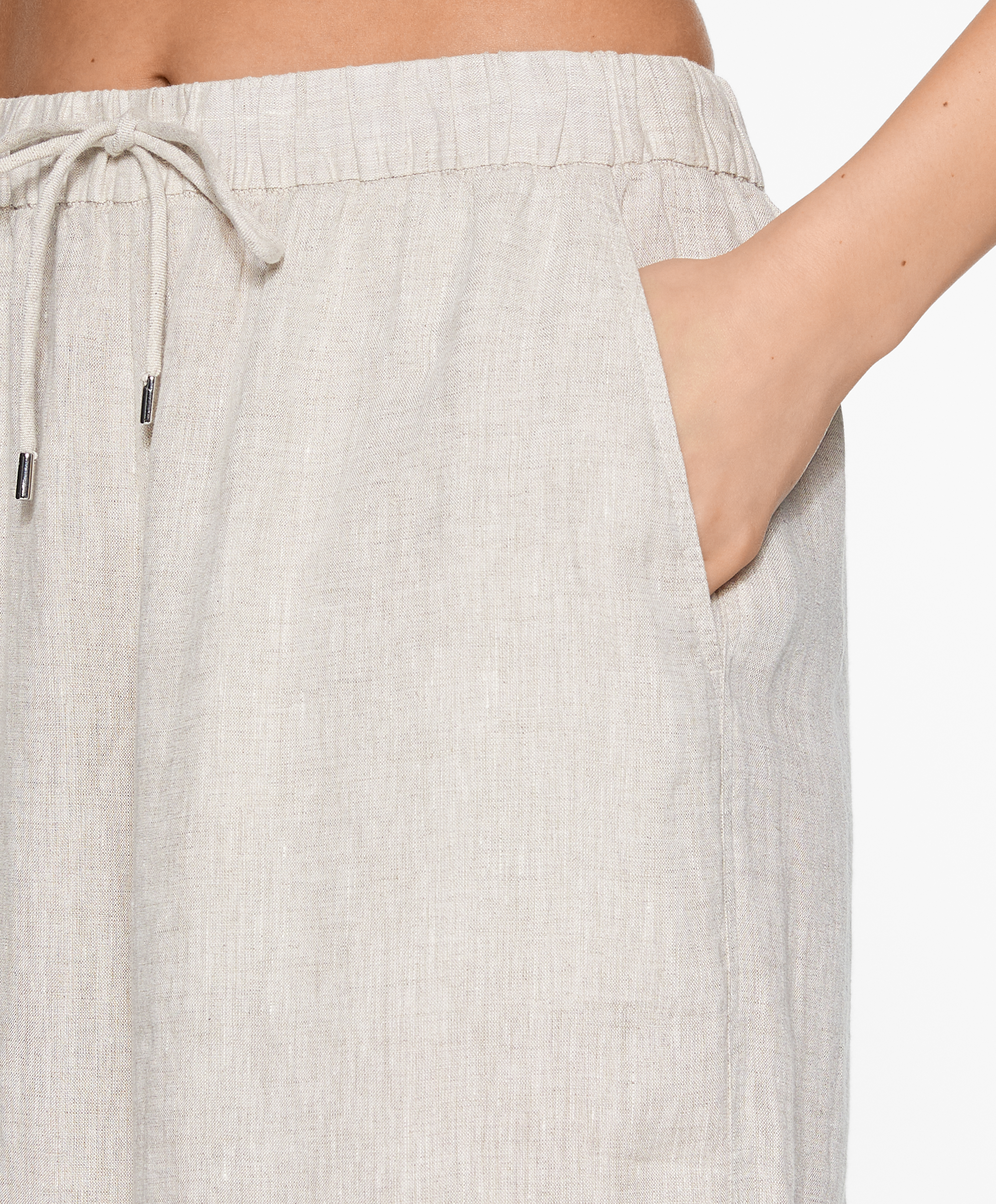 100% linen wide straight-leg trousers