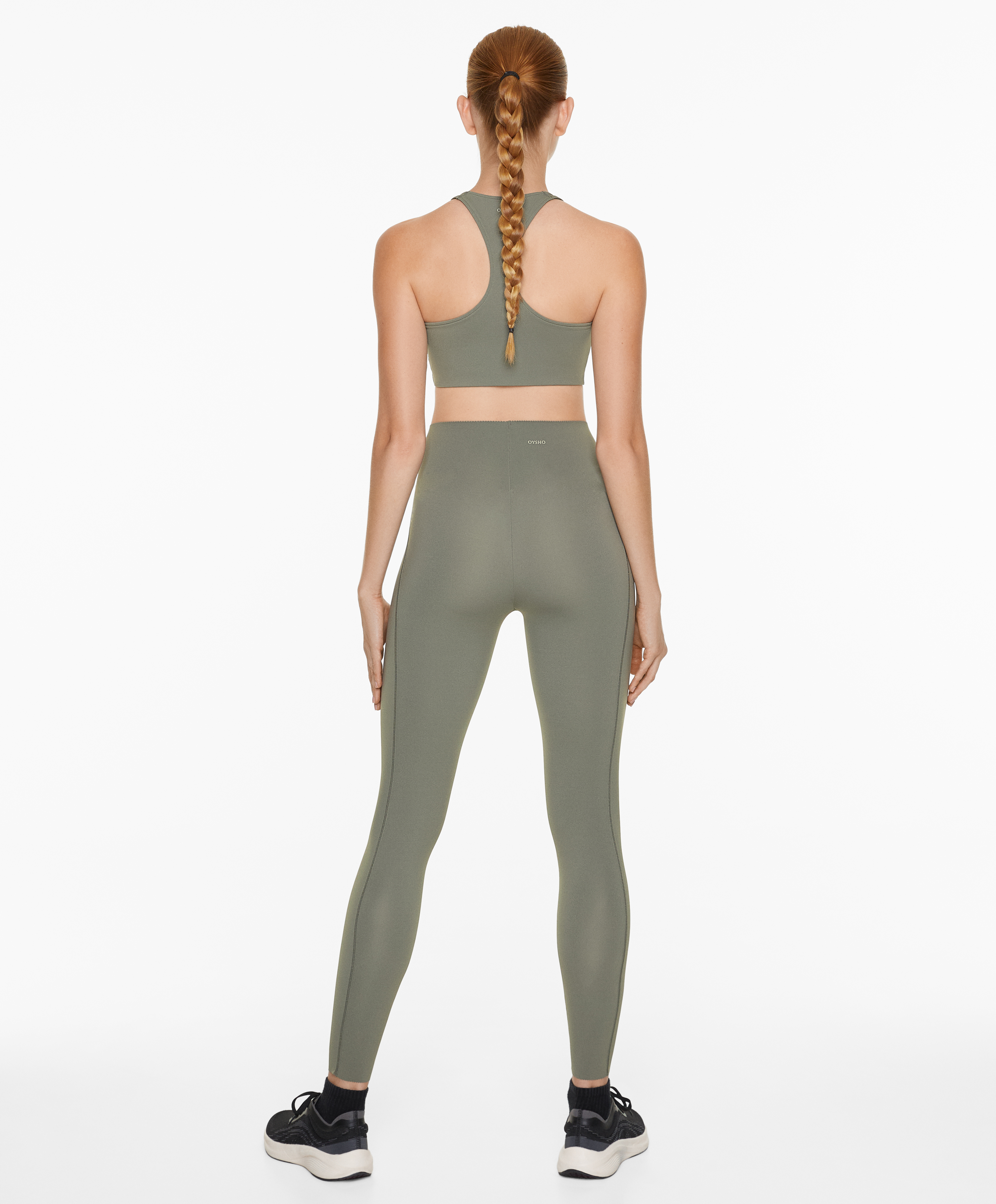 Medium support compressive sports bra with trim