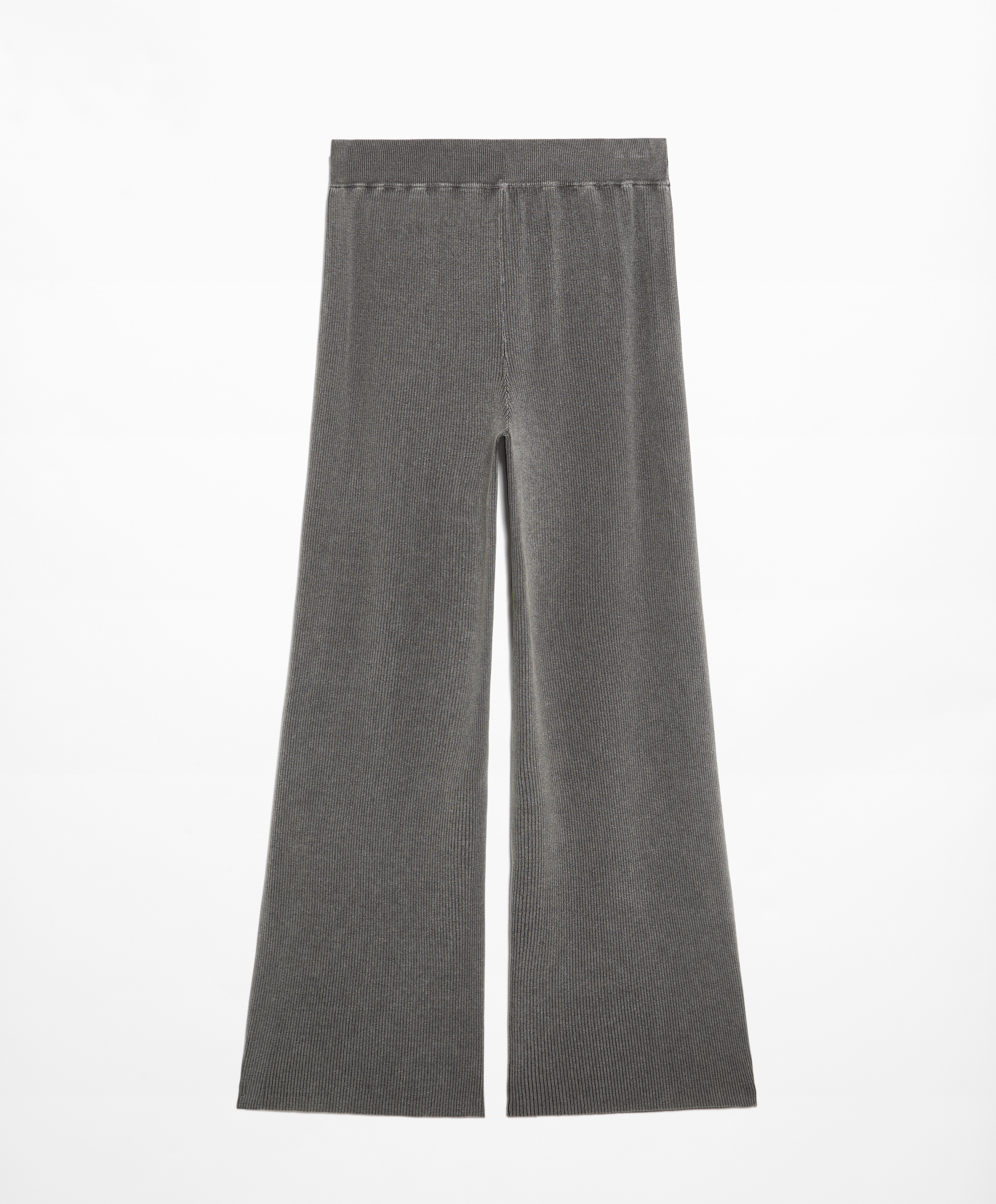 Rib-knit straight-leg trousers