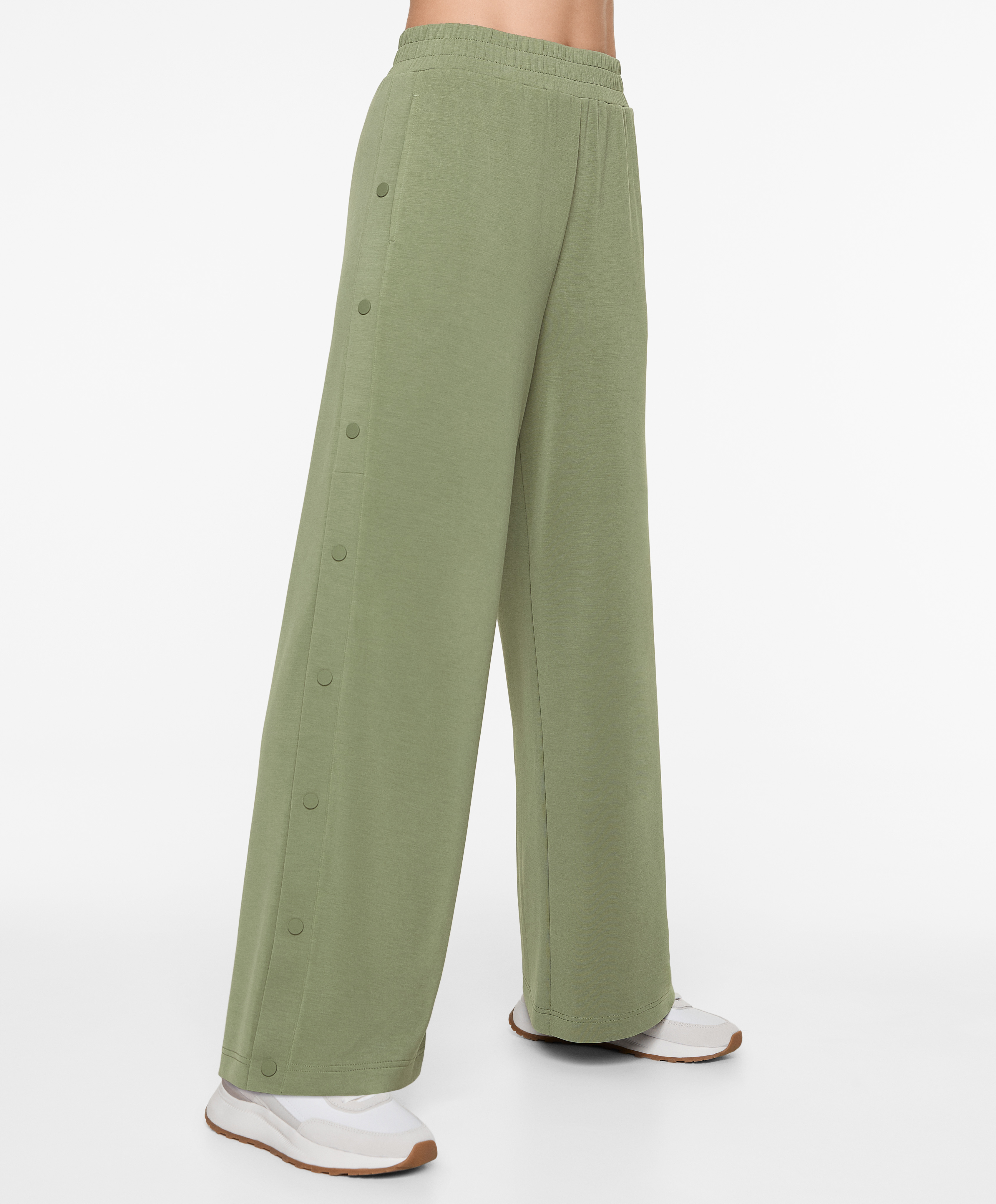 Soft-touch wide, straight-leg trousers with modal and buttons