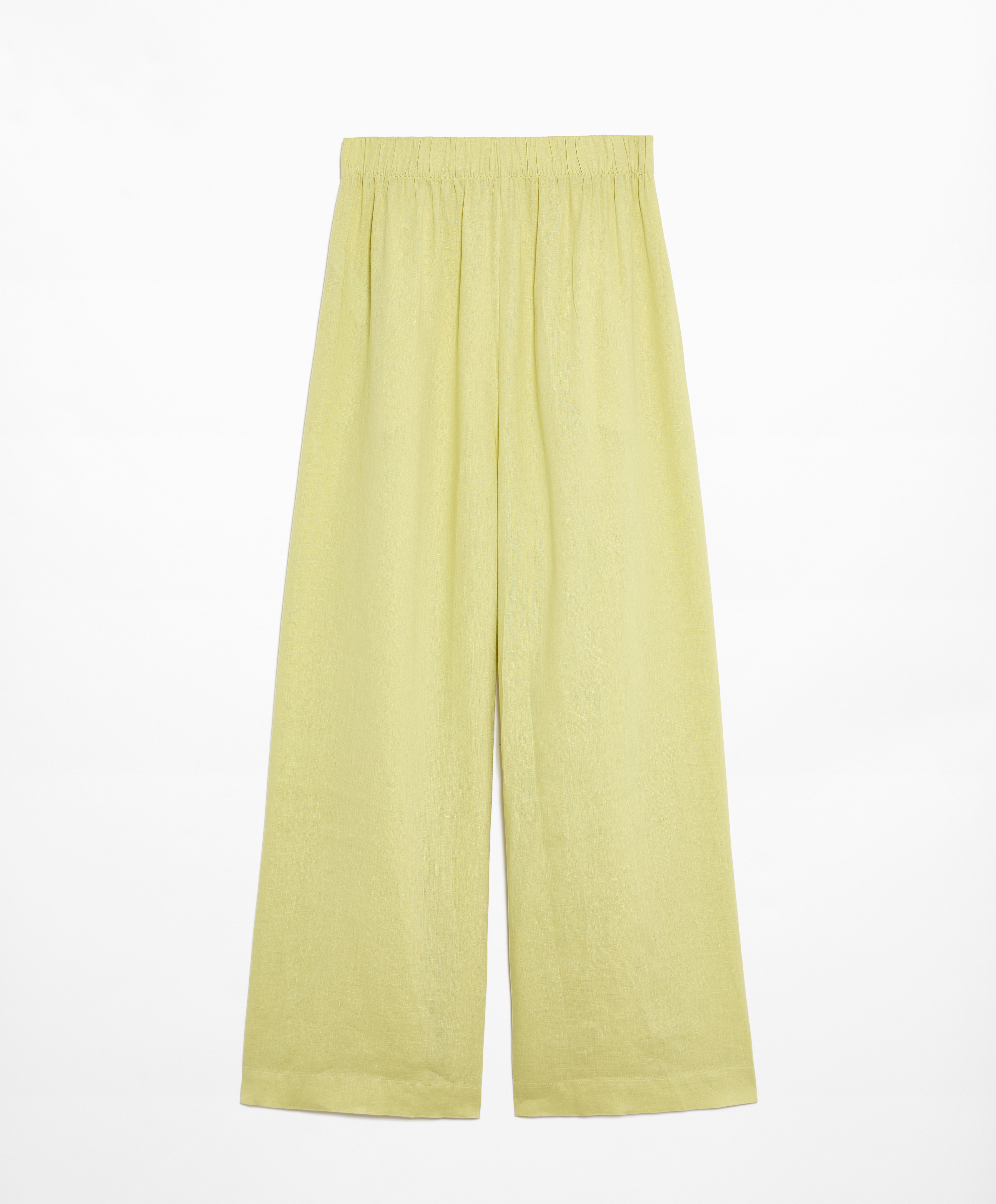 100% linen wide straight-leg trousers