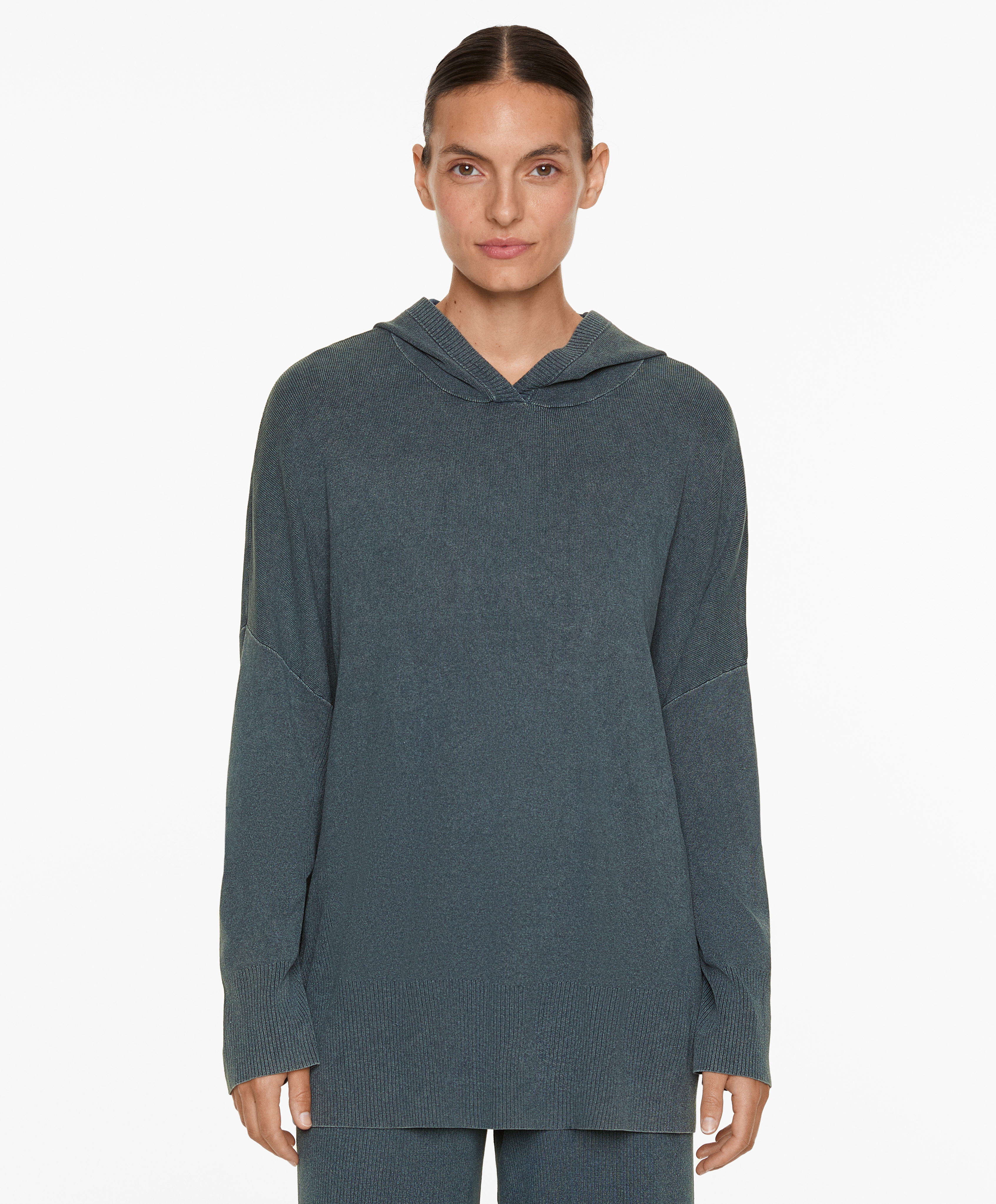 Hooded knit sweatshirt