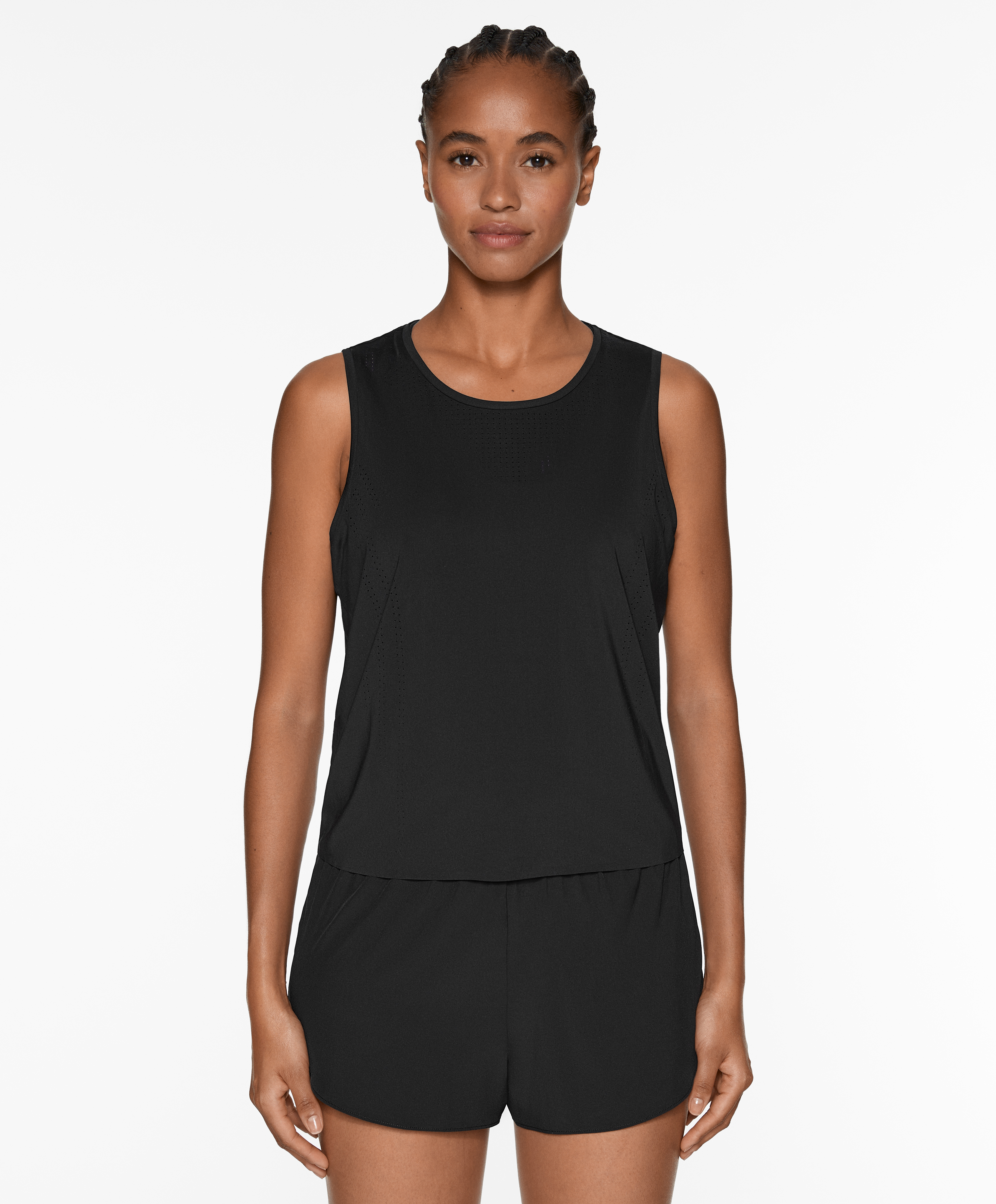Sleeveless cropped technical T-shirt