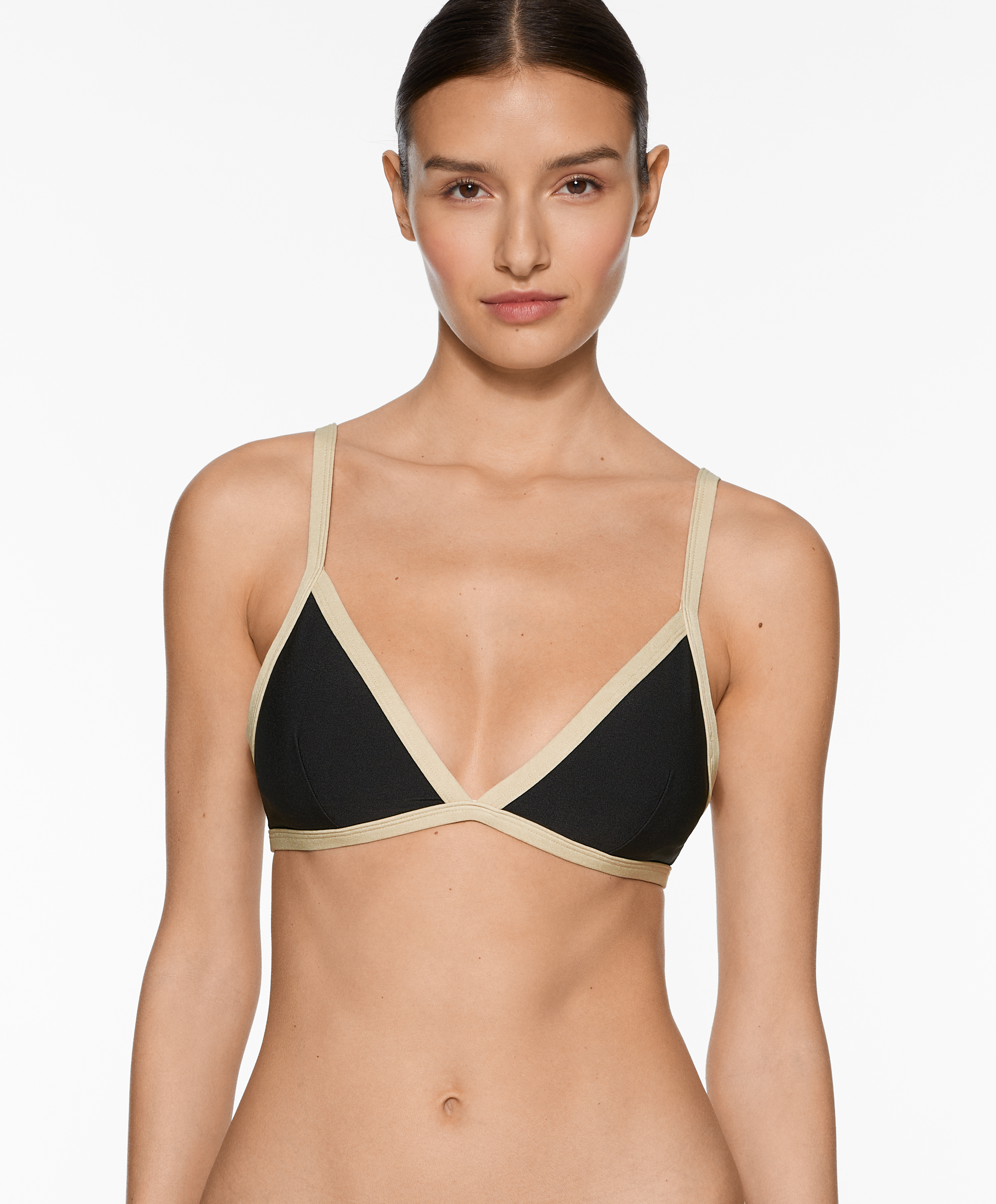 Contrast trim triangle bikini top