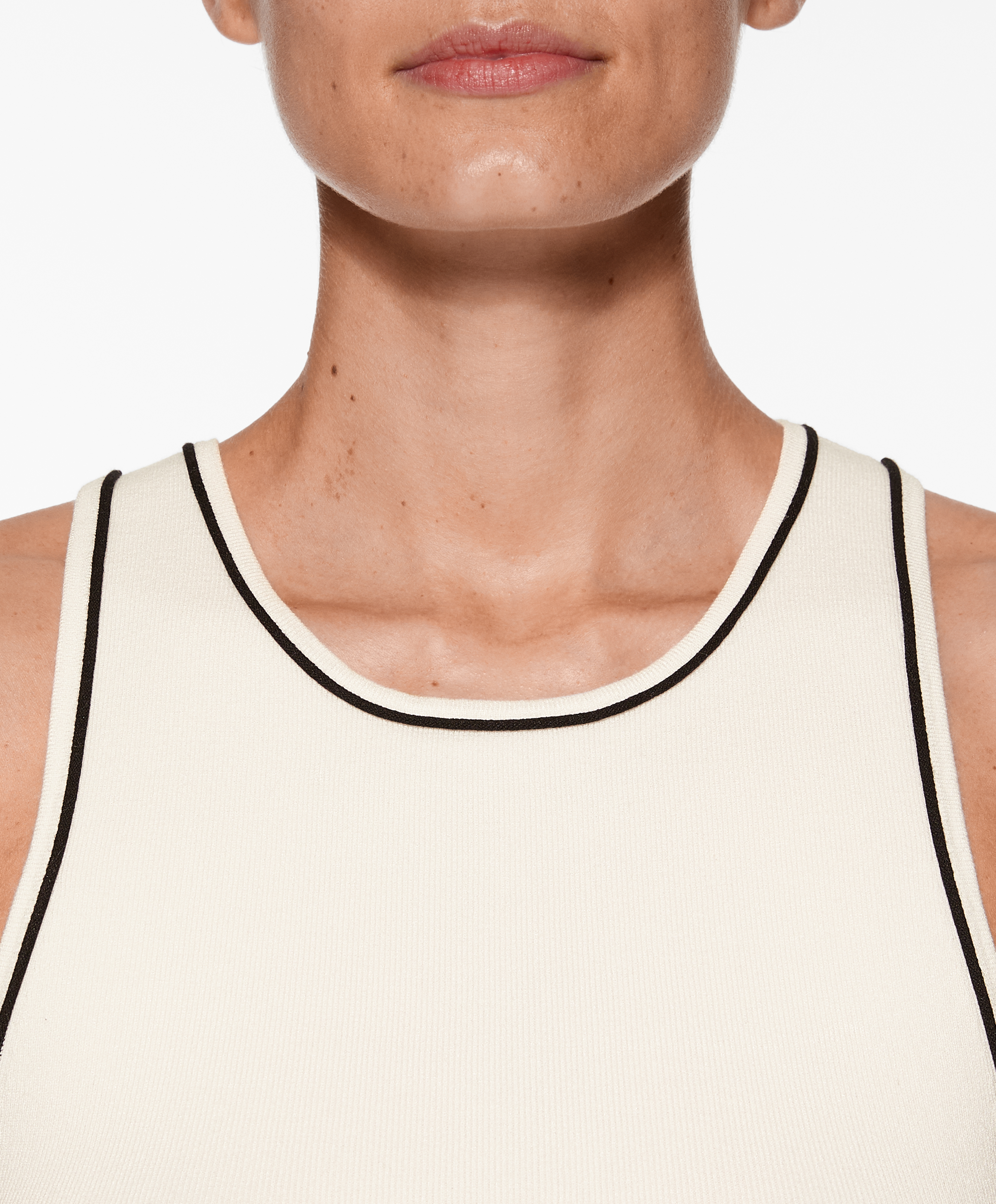 Knit sleeveless top with contrast trim