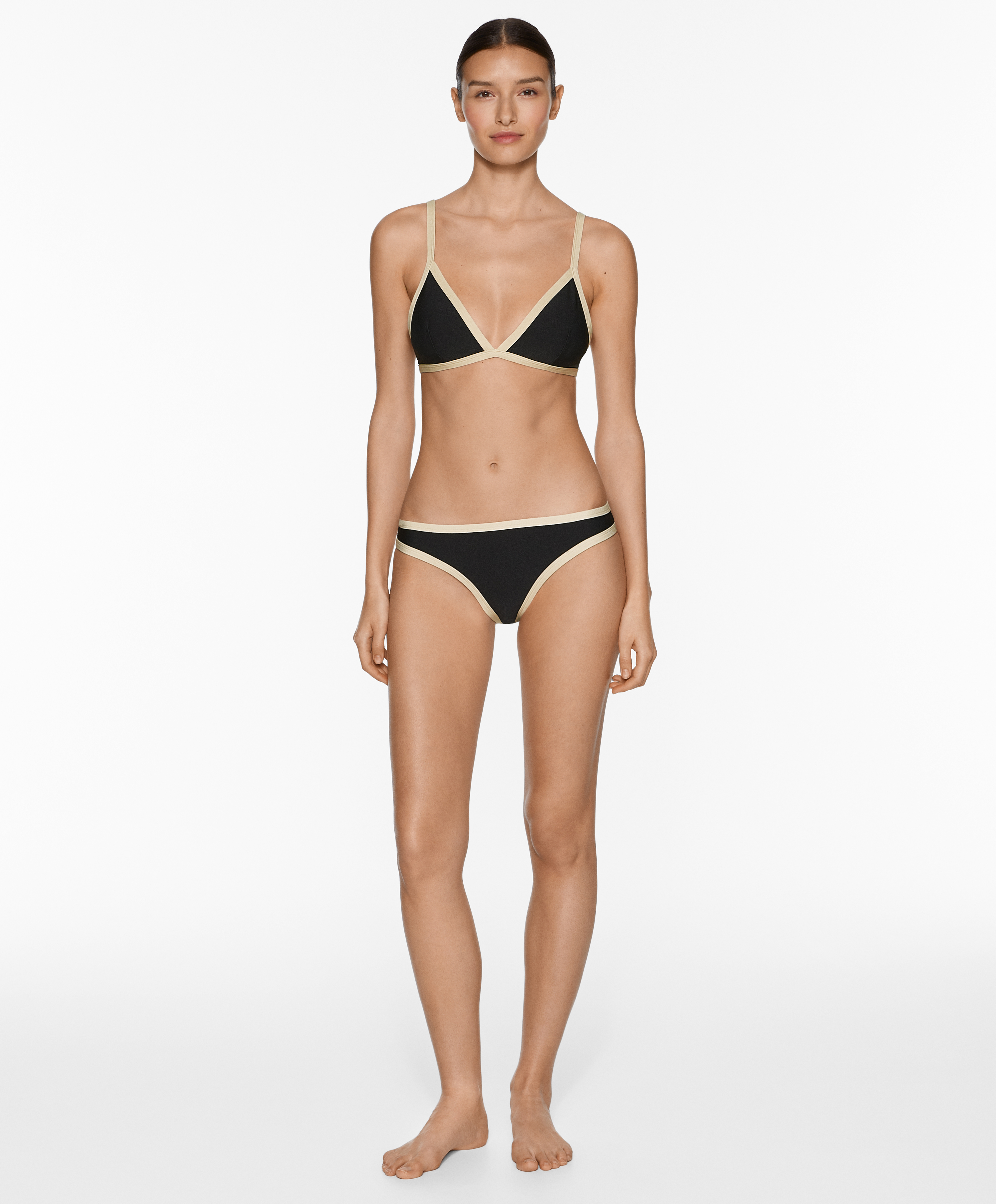 Contrast trim triangle bikini top