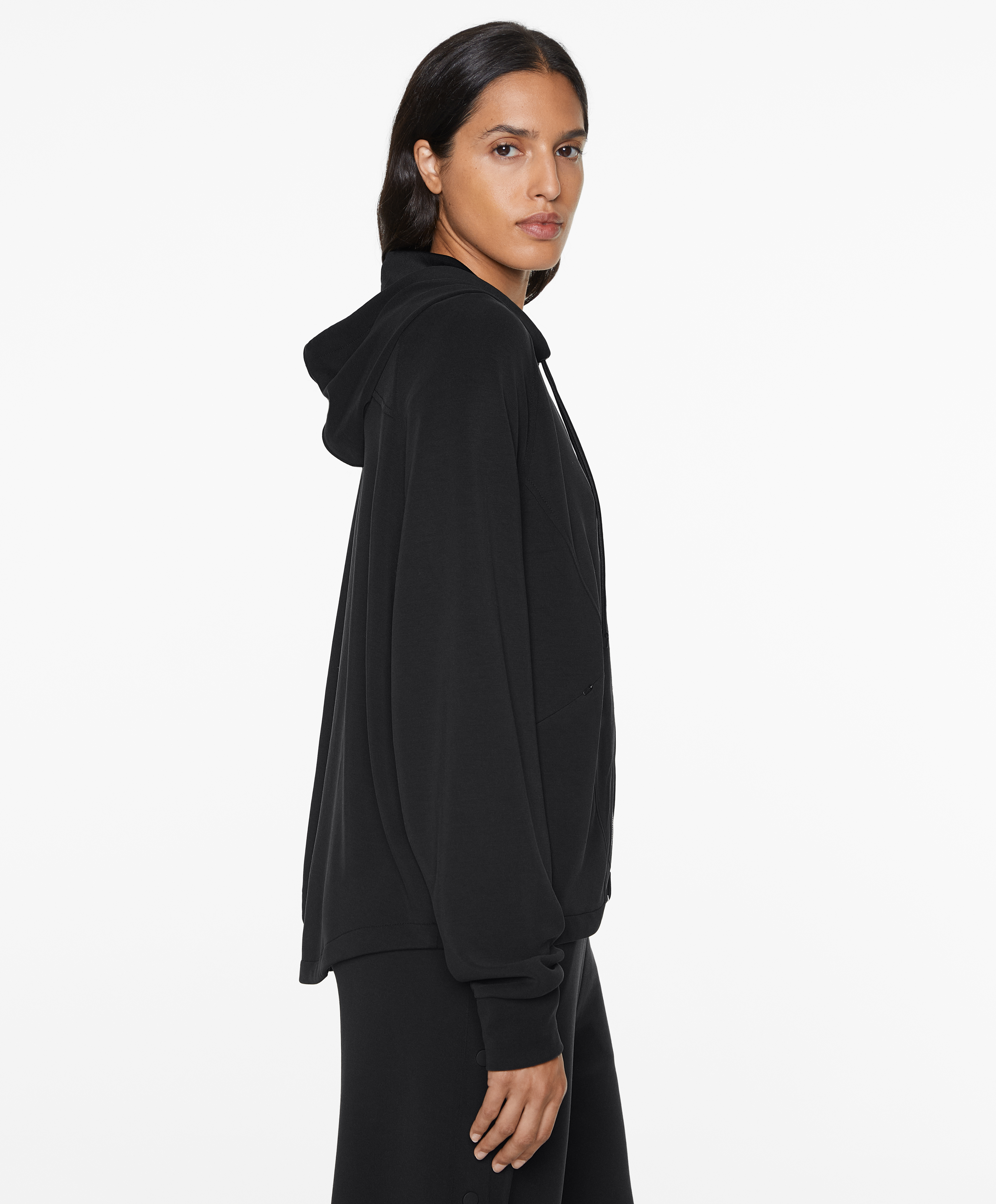 Knit hooded jacket with modal