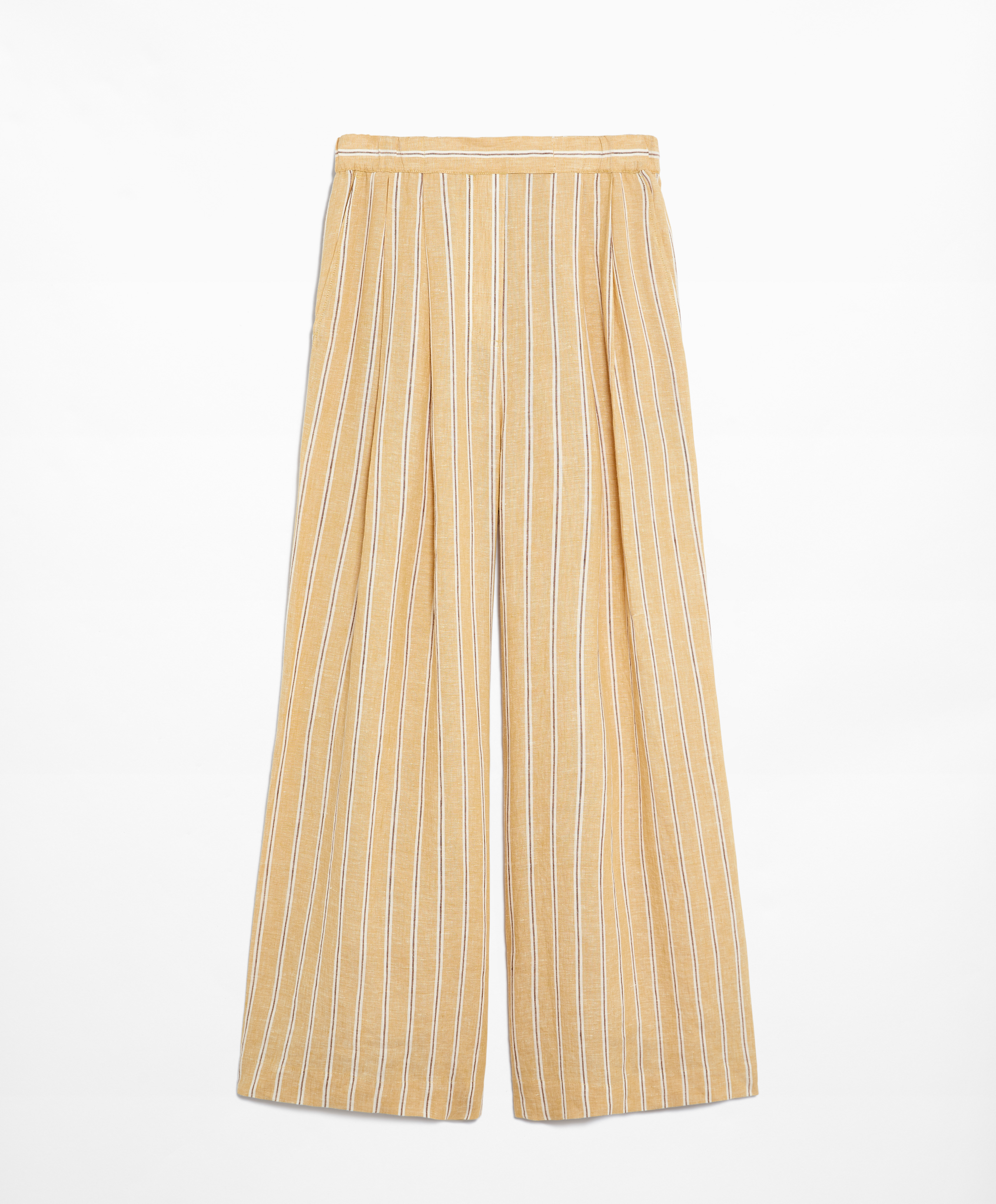 Tailored-fit 100% linen striped trousers