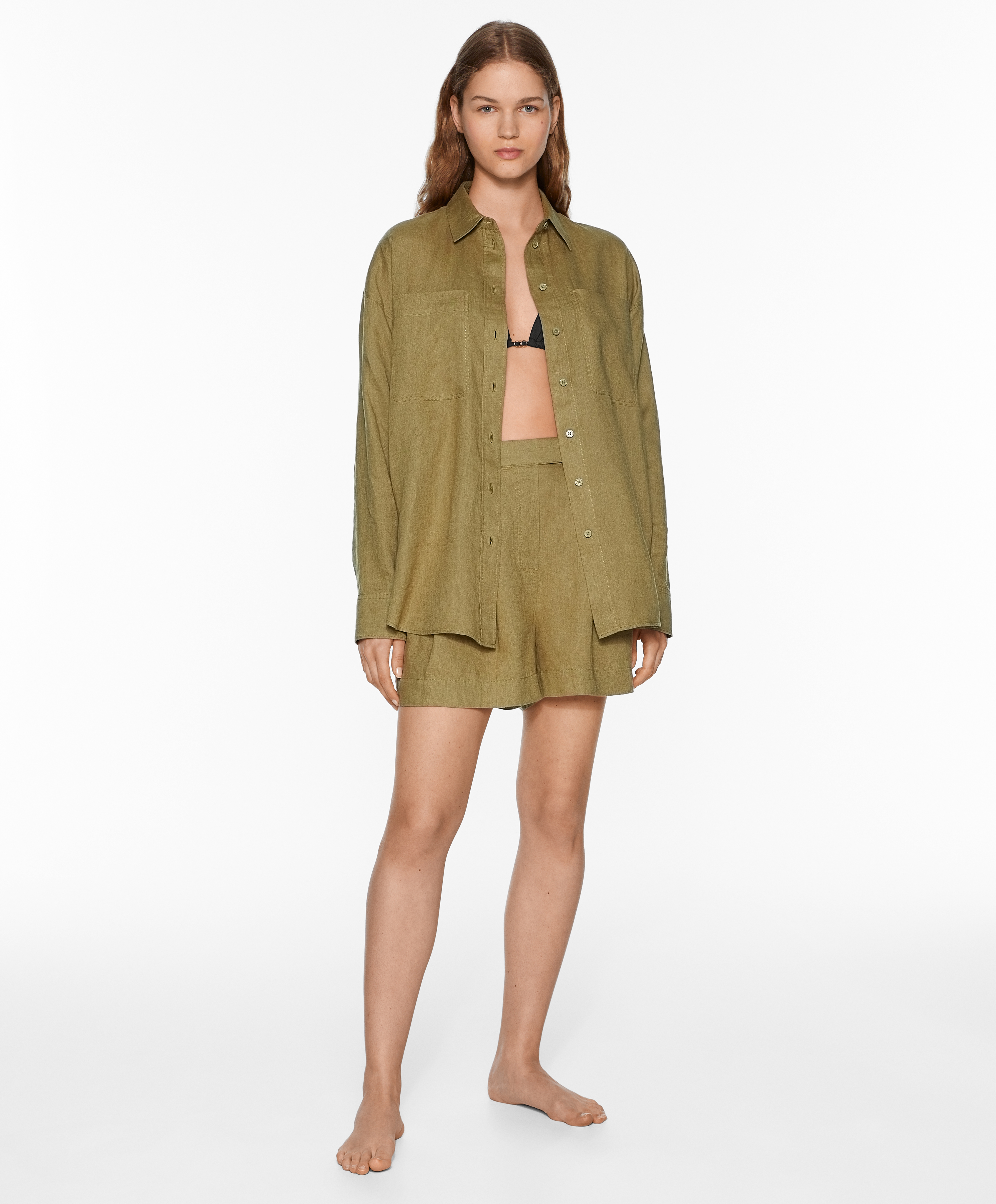 100% linen tailored-fit shorts