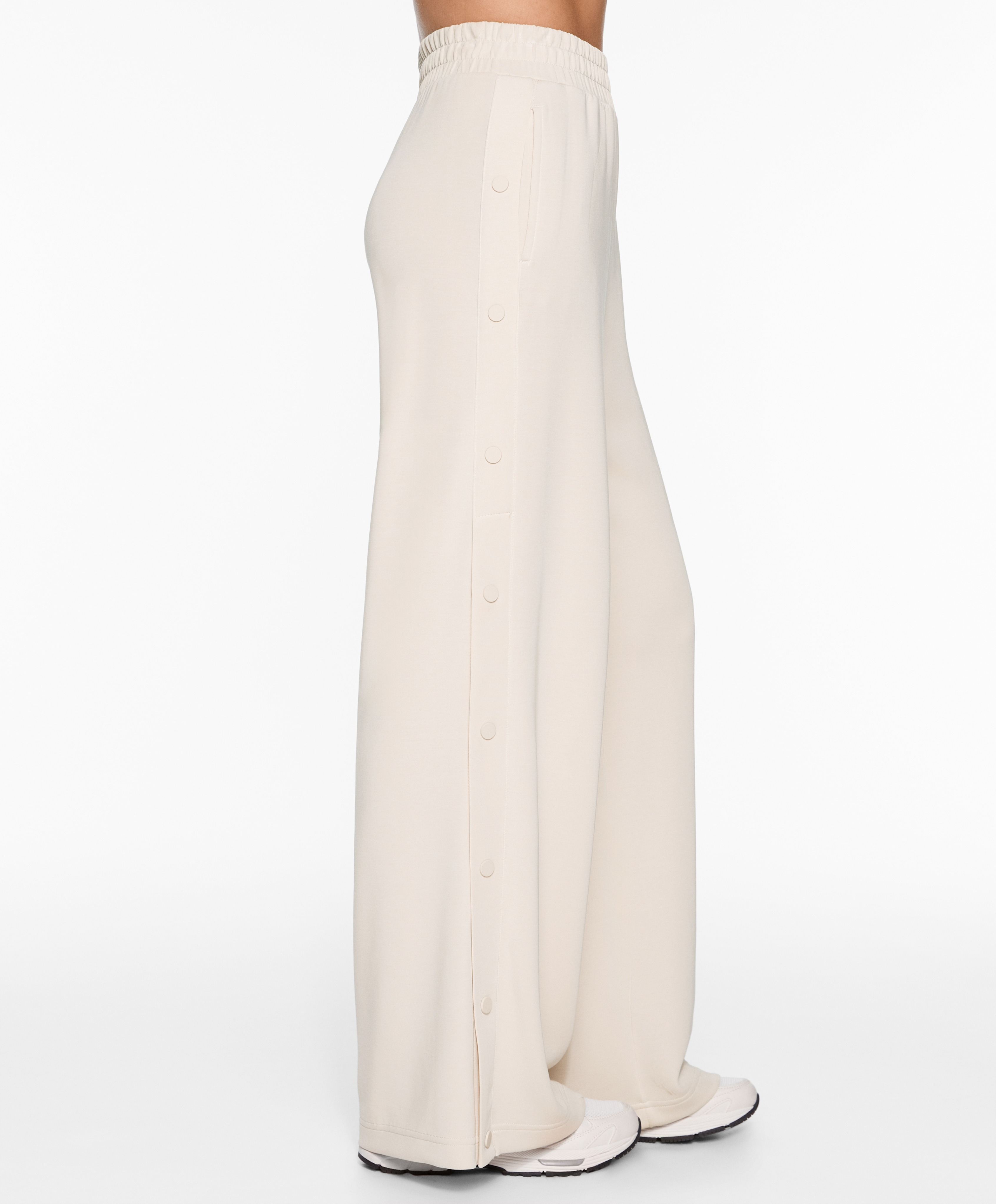 Soft-touch wide, straight-leg trousers with modal and buttons