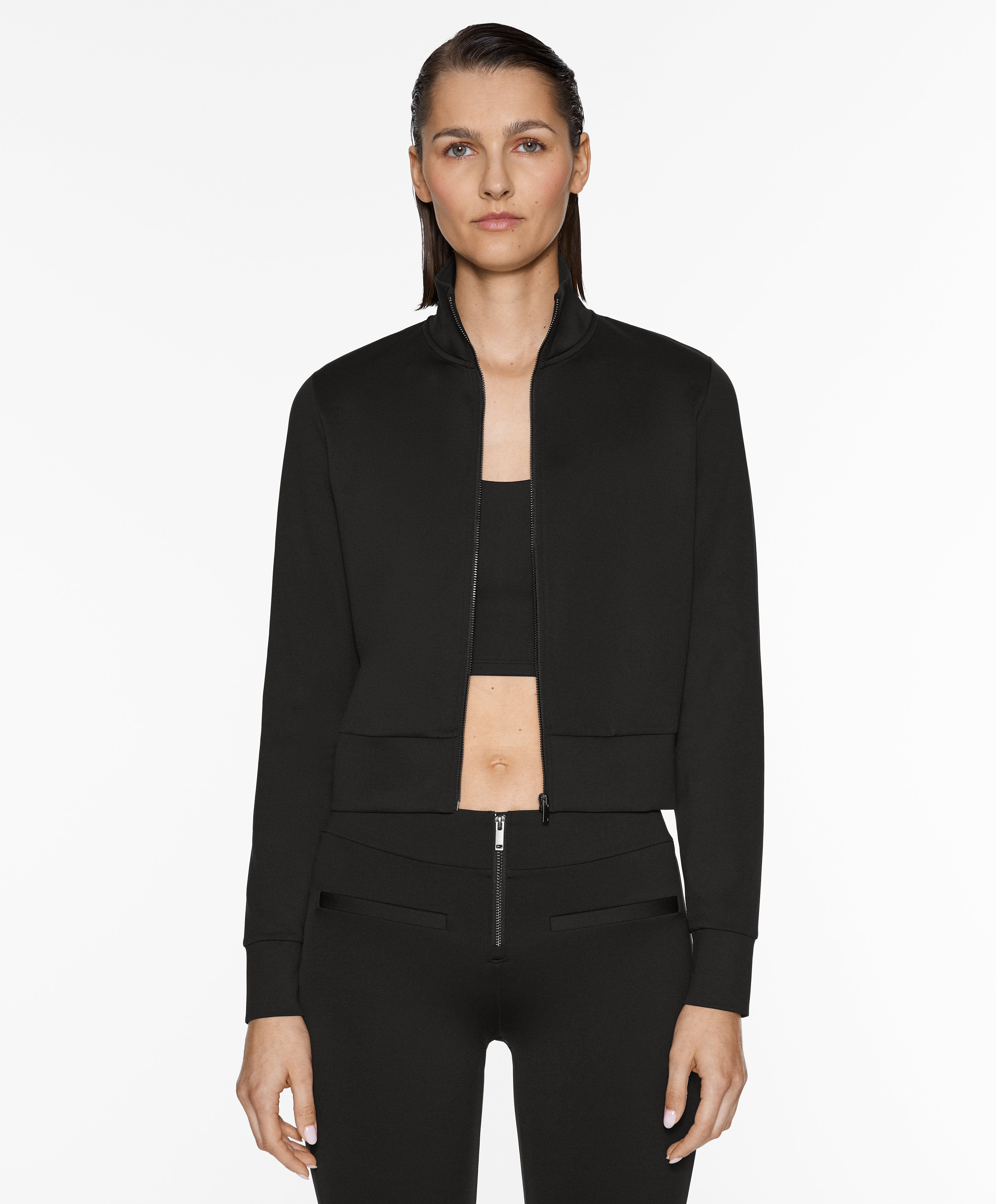 Neoprene-effect technical jacket