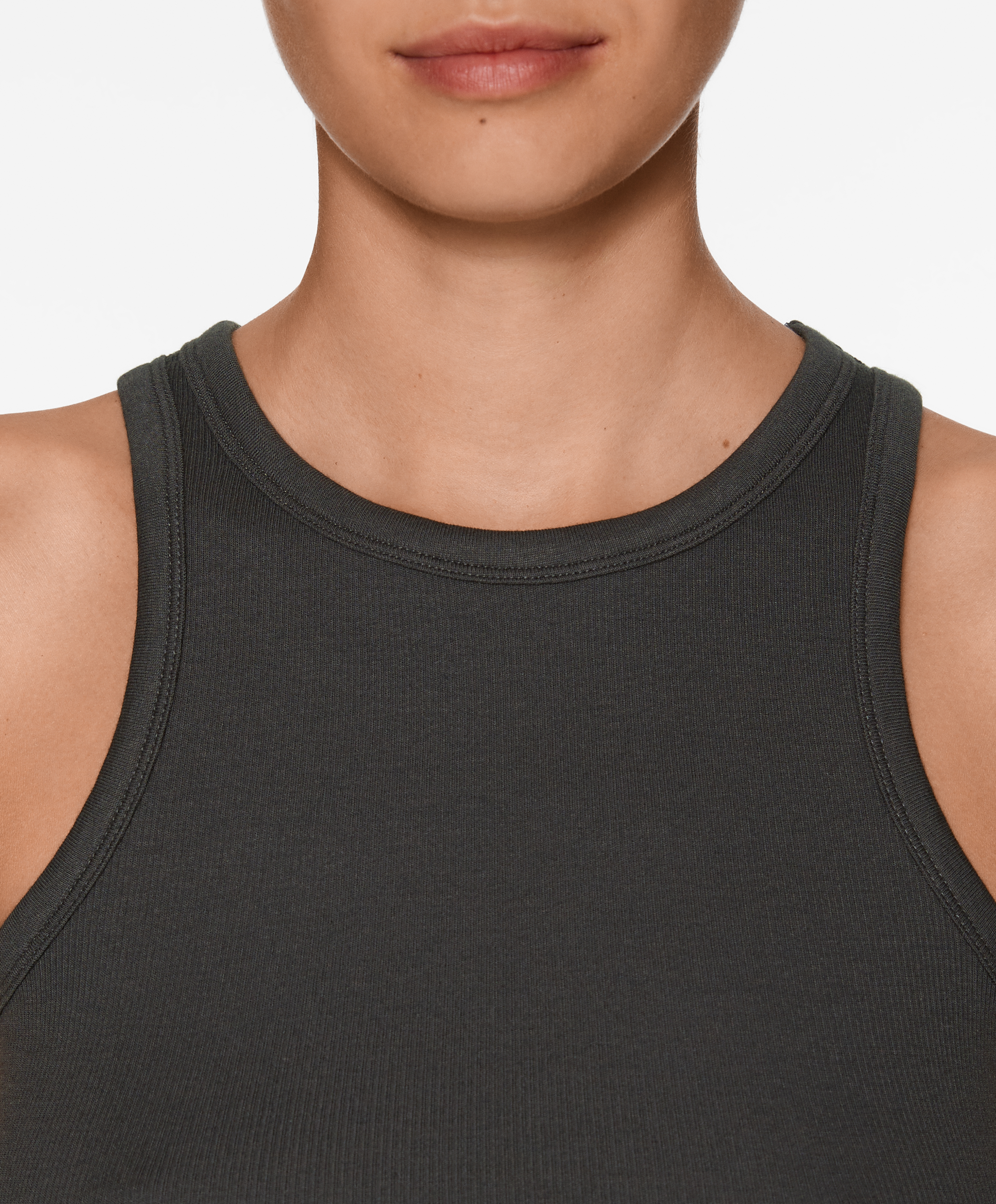 Rib vest top with cotton and modal