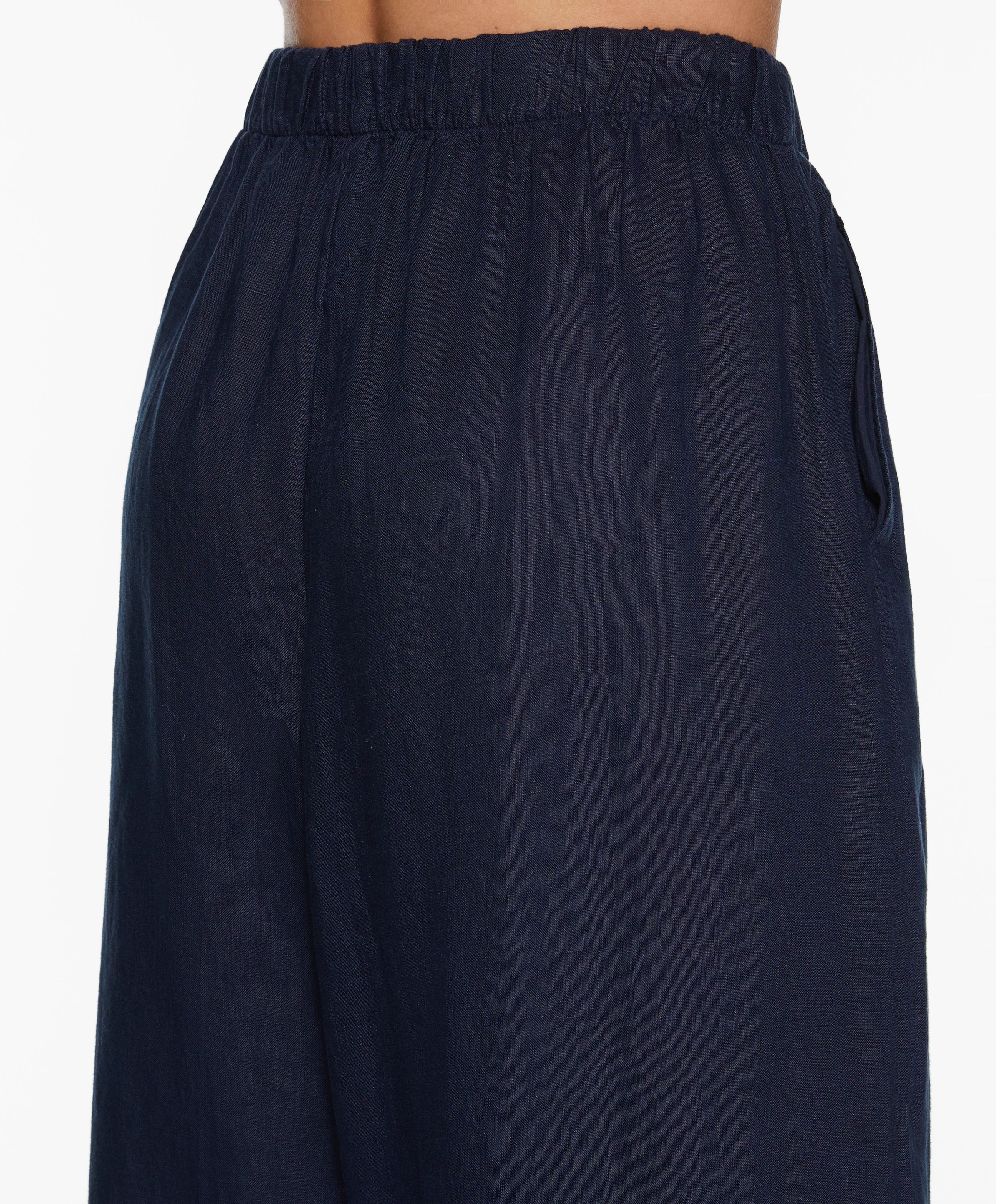 100% linen wide straight-leg trousers