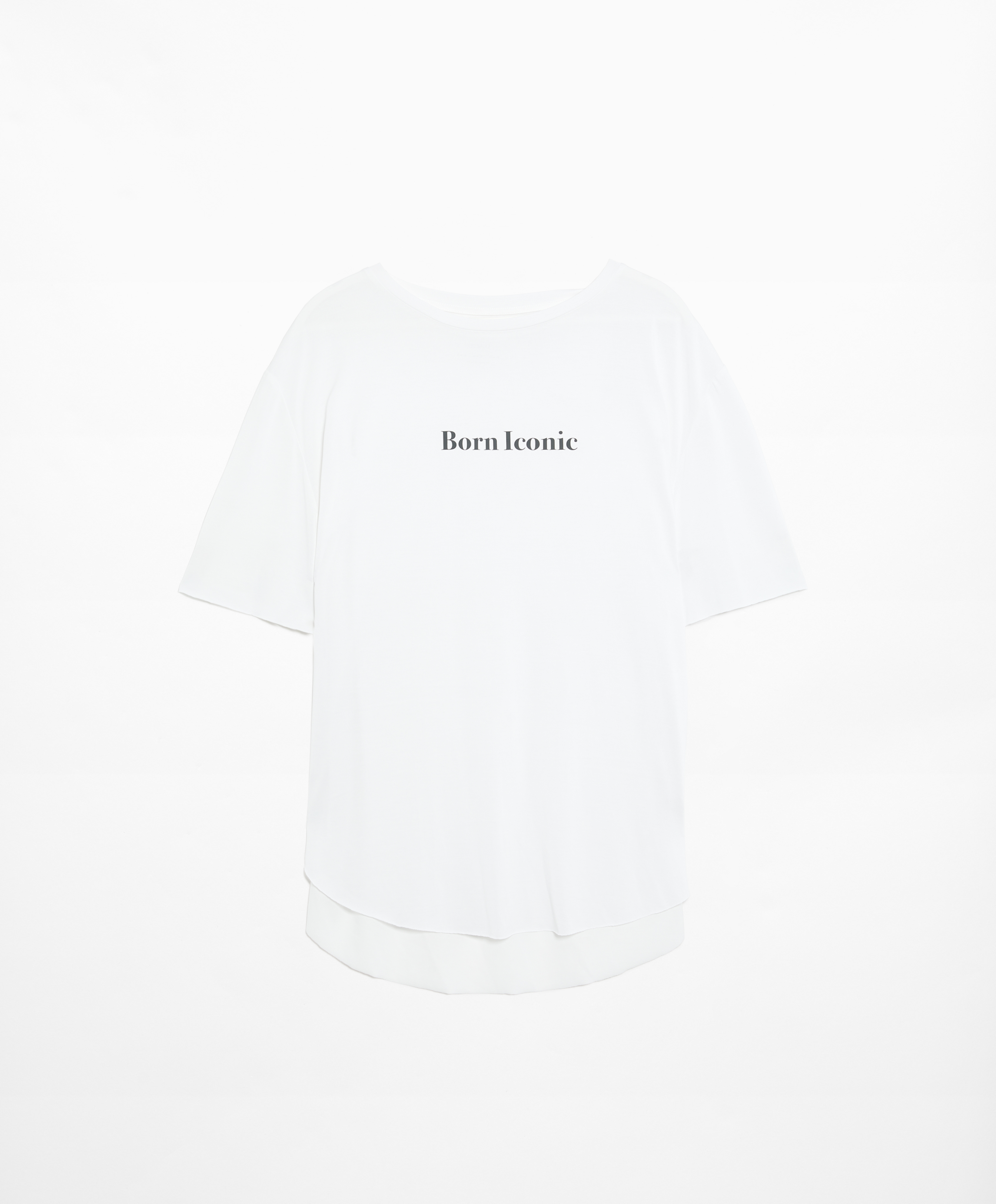 Modal blend short-sleeved slogan T-shirt