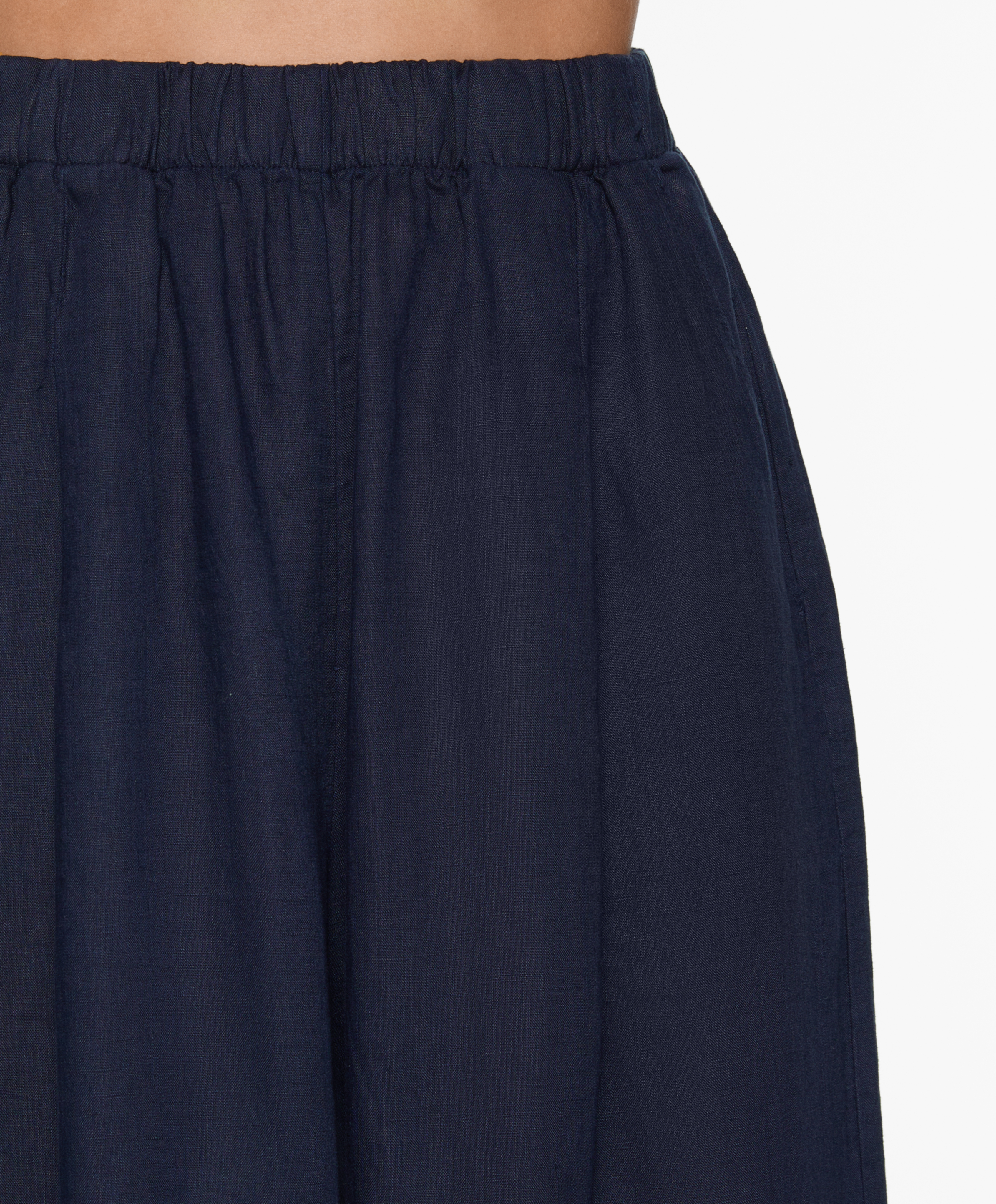 100% linen wide straight-leg trousers