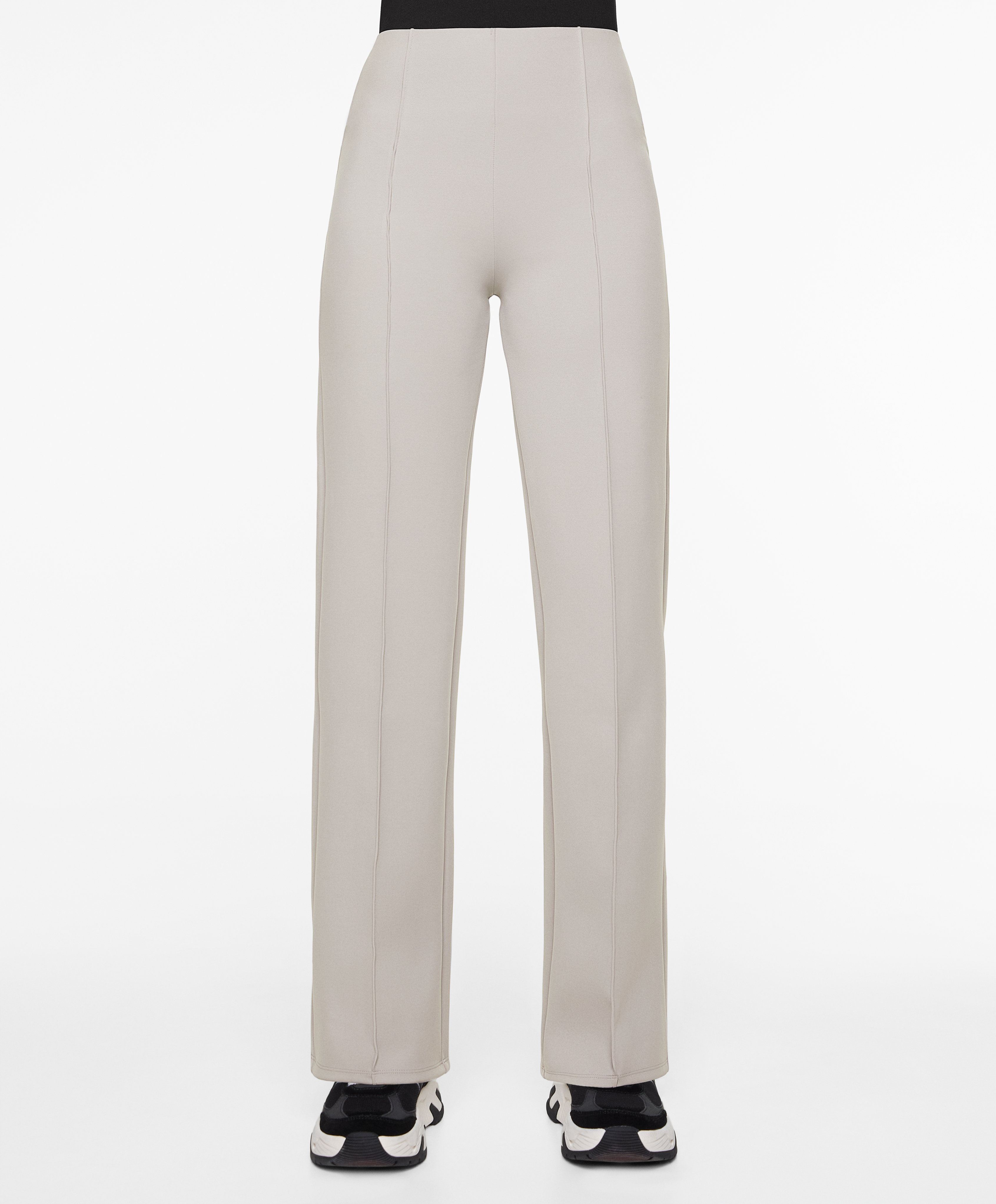 Neoprene-effect straight-leg trousers