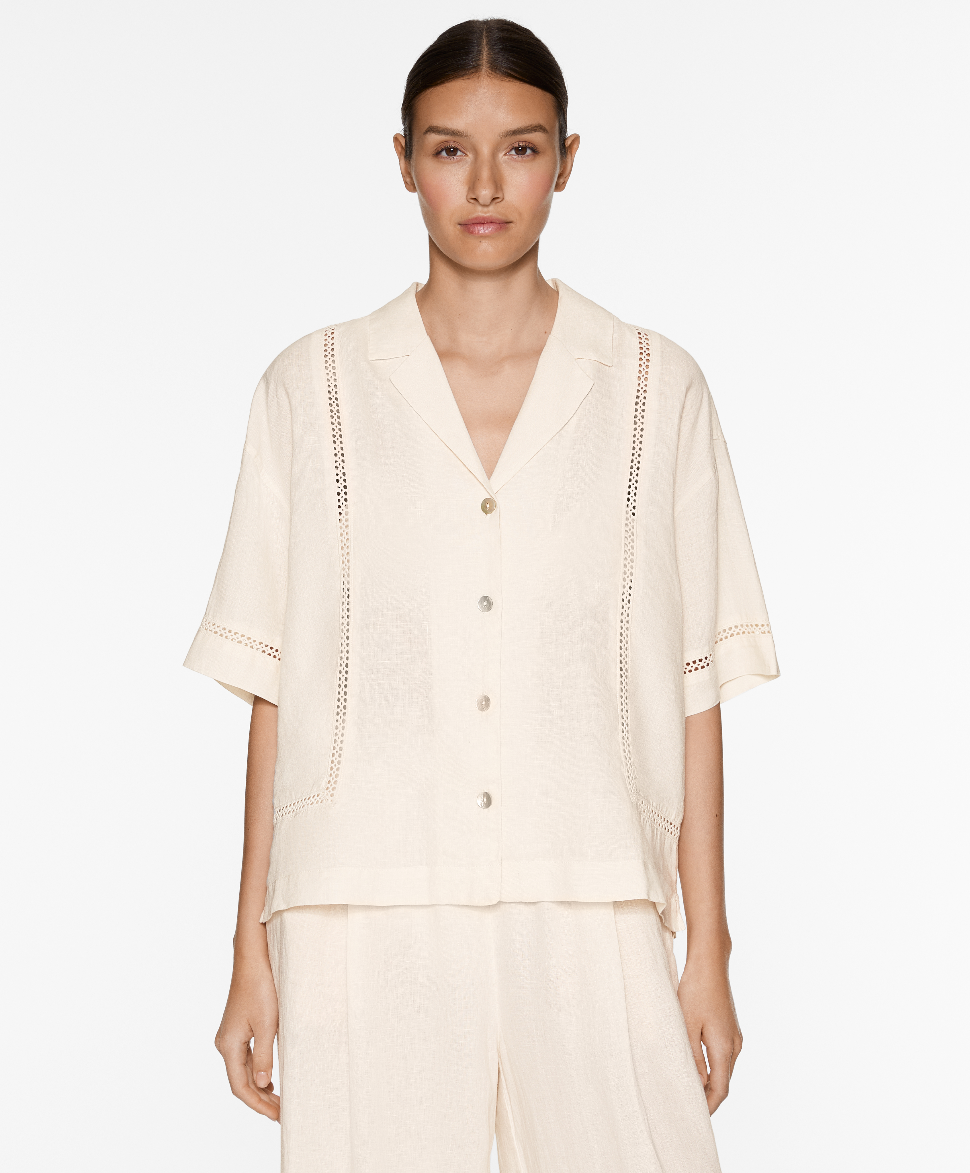 100% linen embroidered shirt