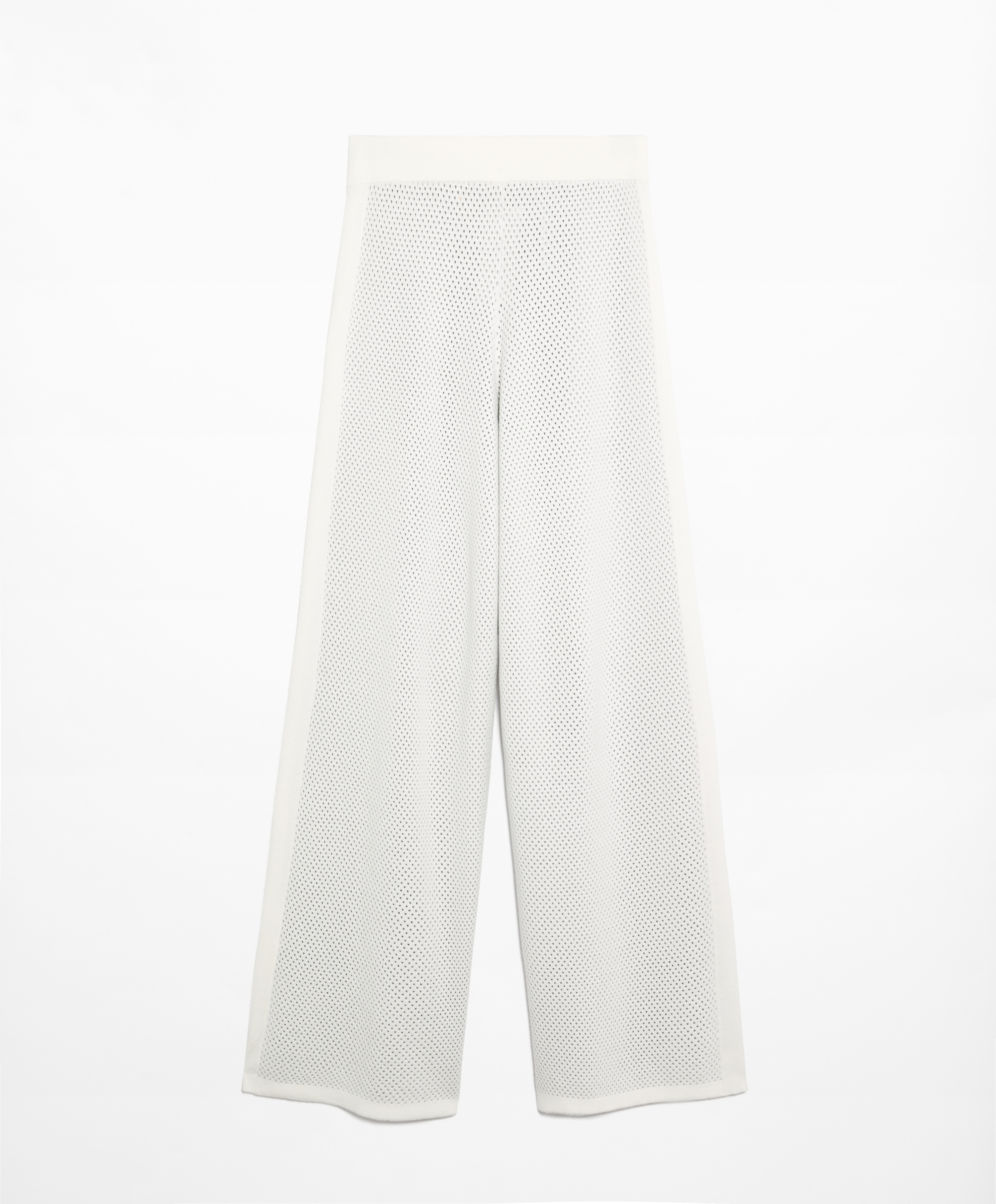 Openwork knit straight-leg trousers