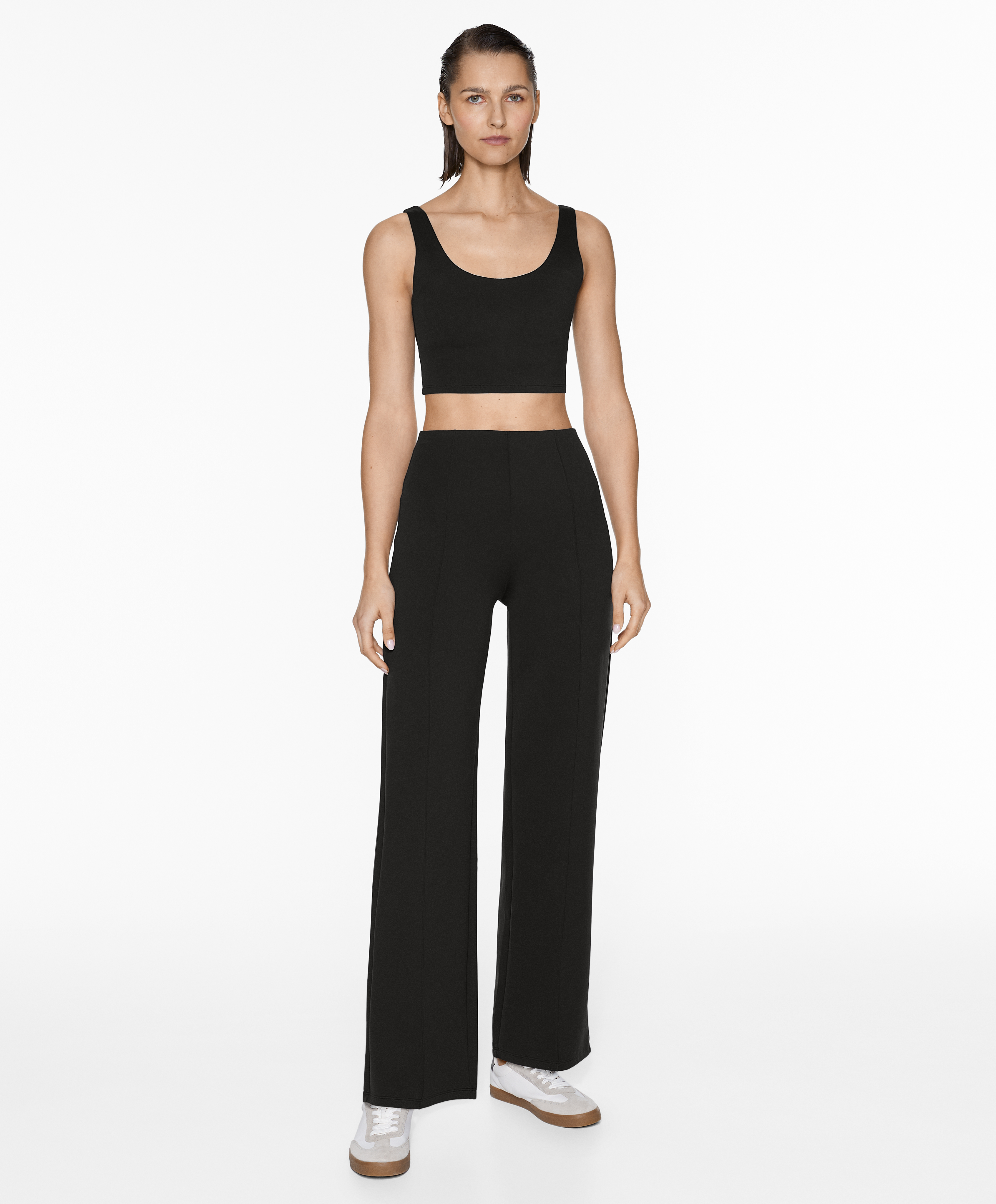 Neoprene-effect straight-leg trousers