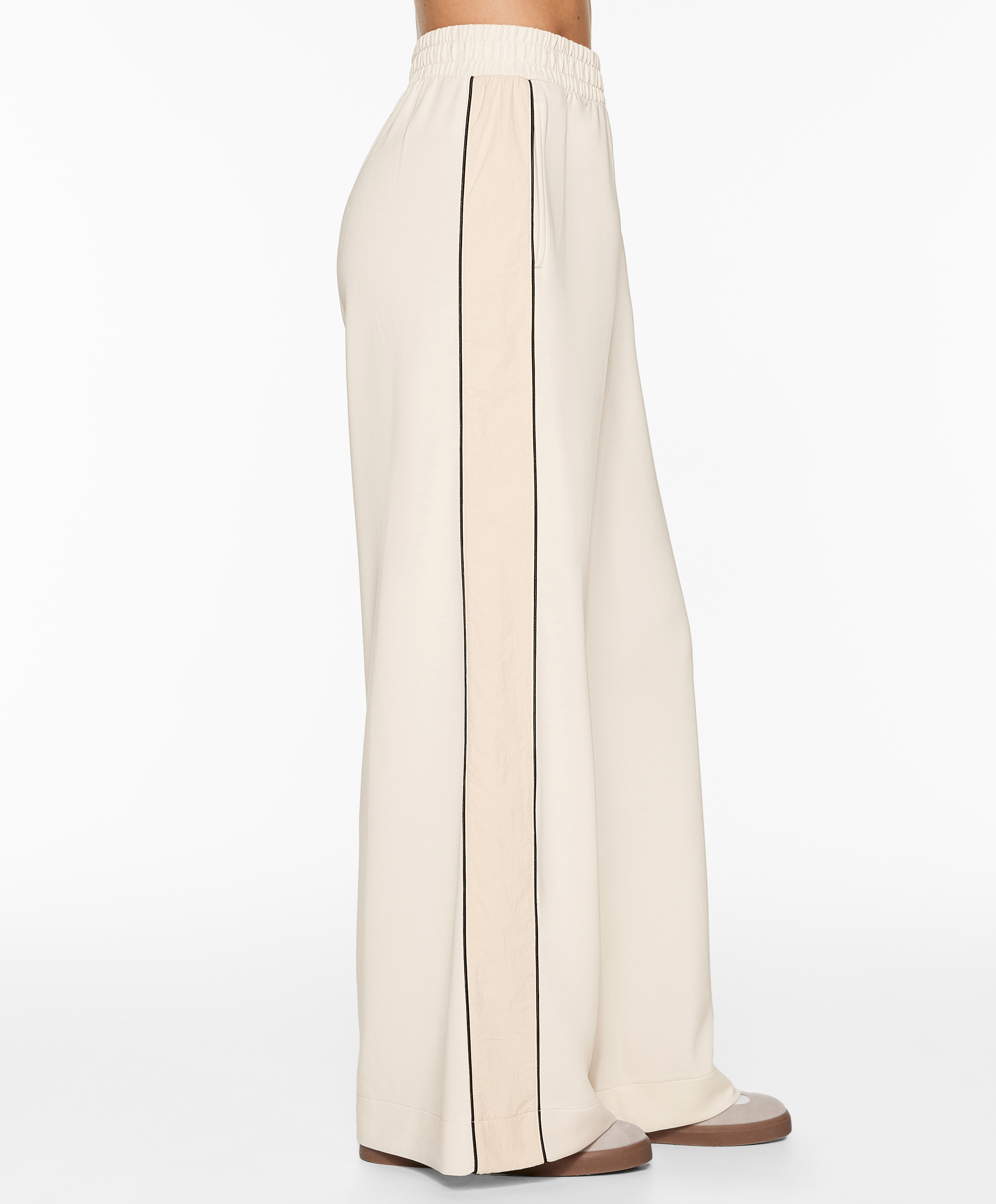 Side appliqué straight-leg trousers with modal