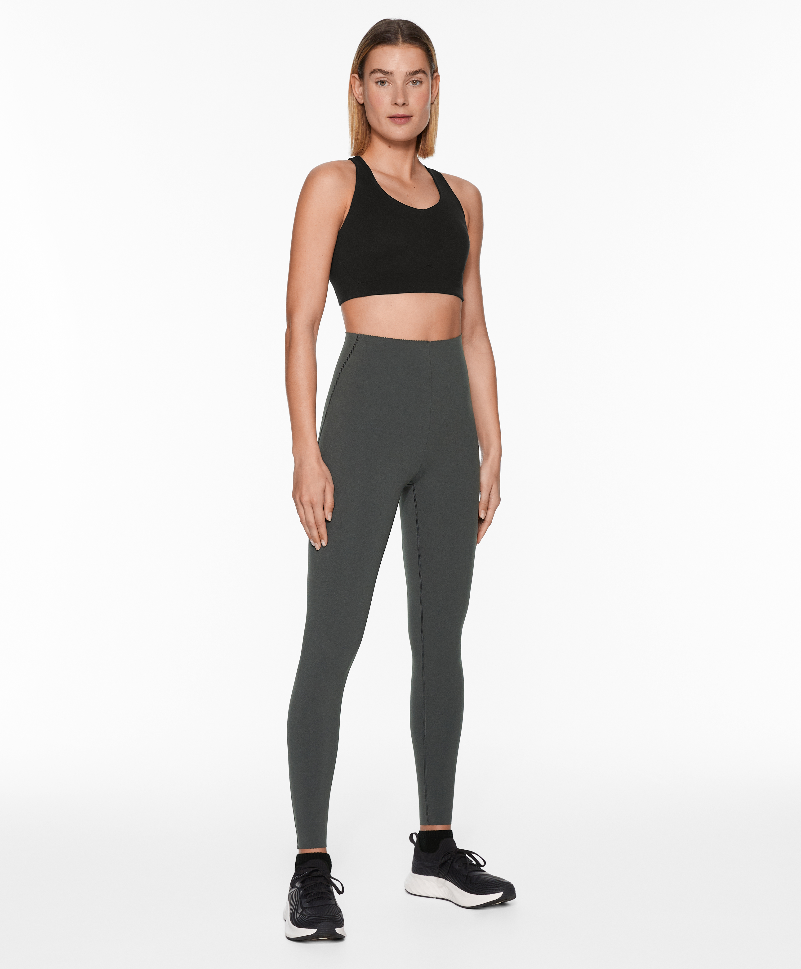 Compressive core control ankle-length leggings