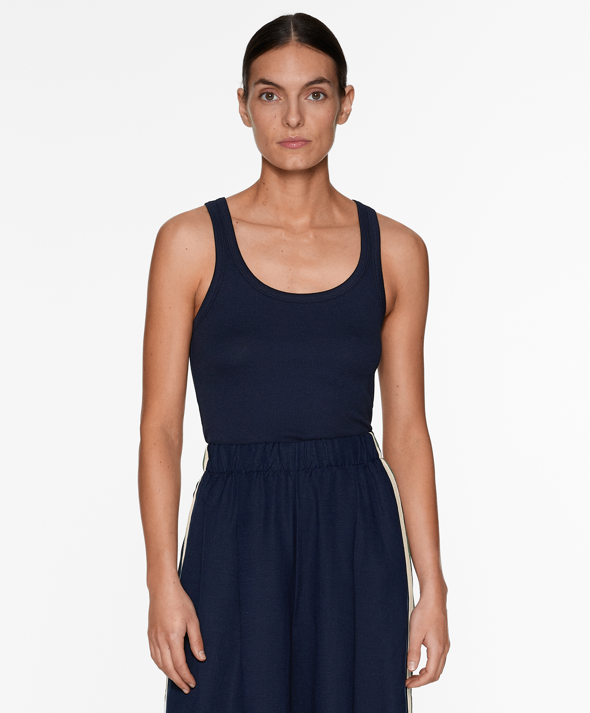 Rib vest top with cotton and modal