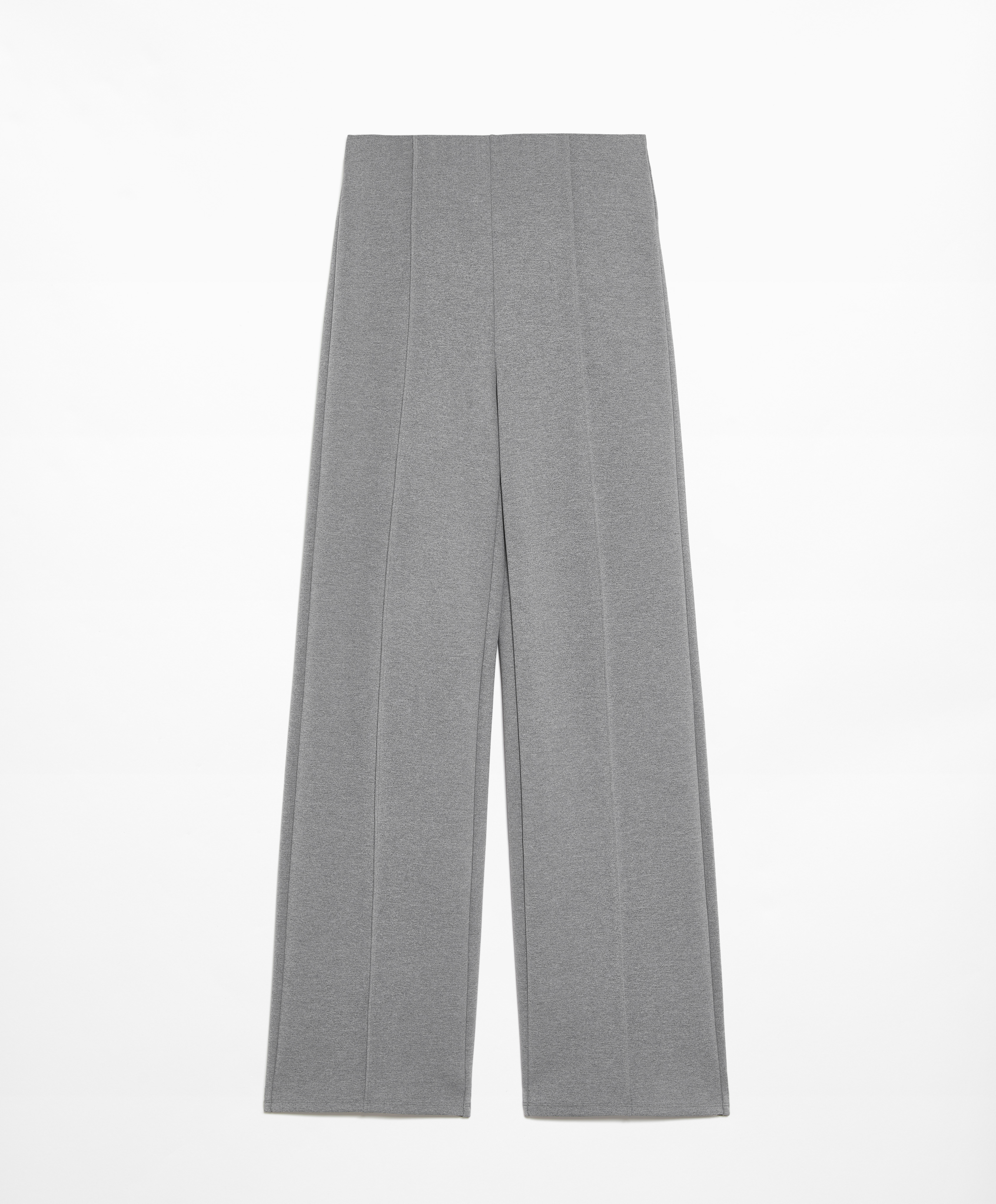 Neoprene-effect straight-leg trousers with crease