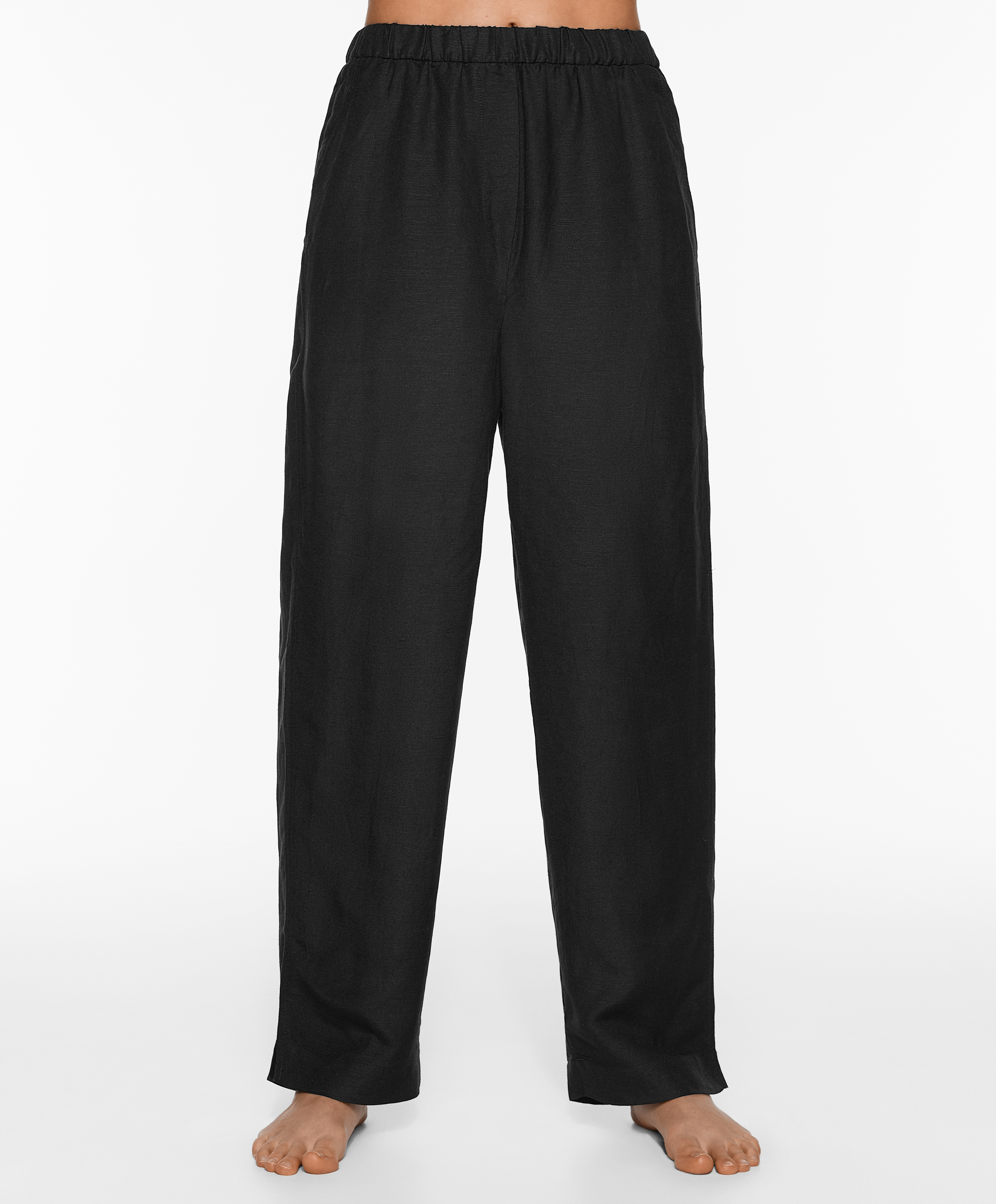 Slim-fit trousers with linen