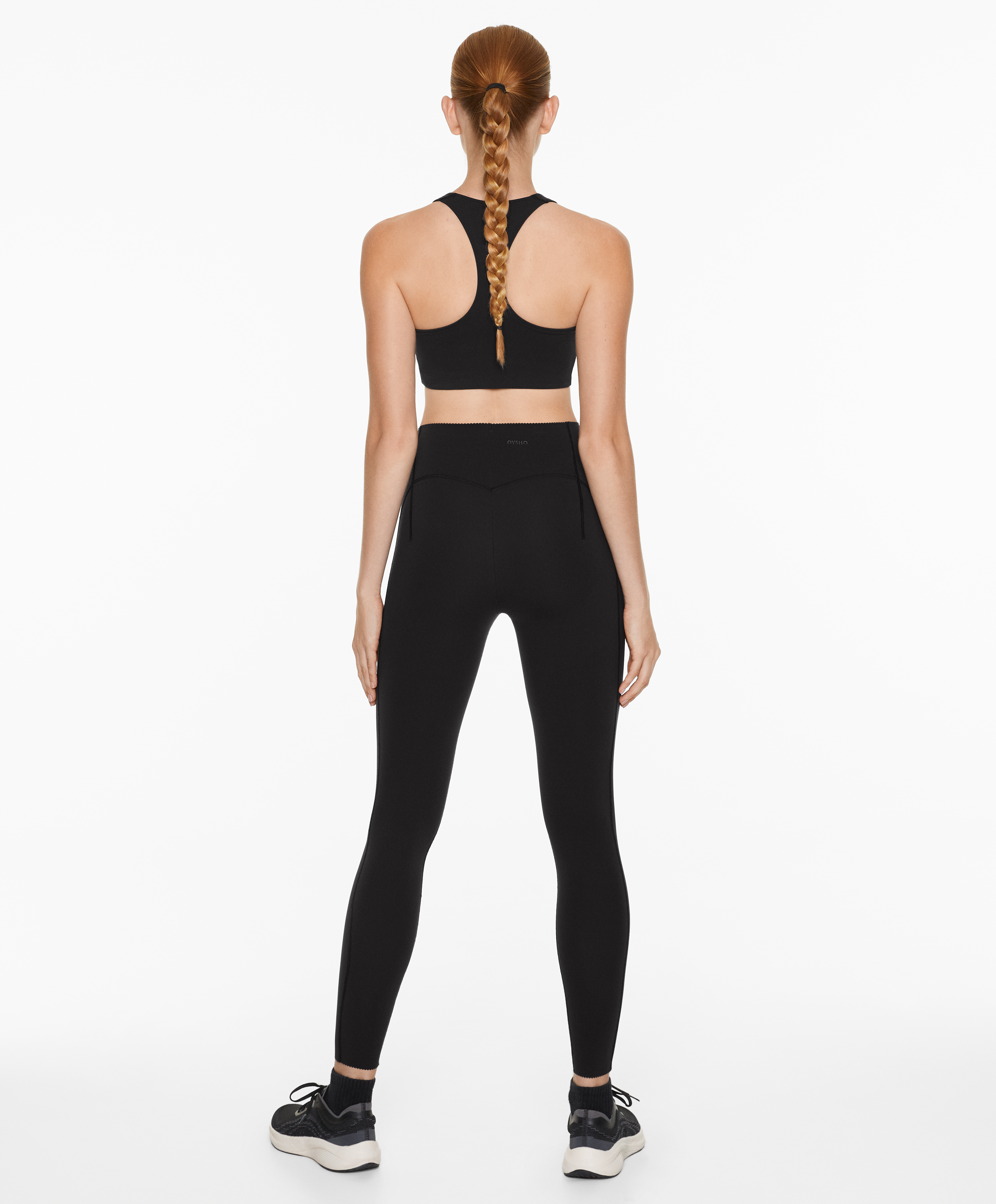 Medium support compressive sports bra with trim