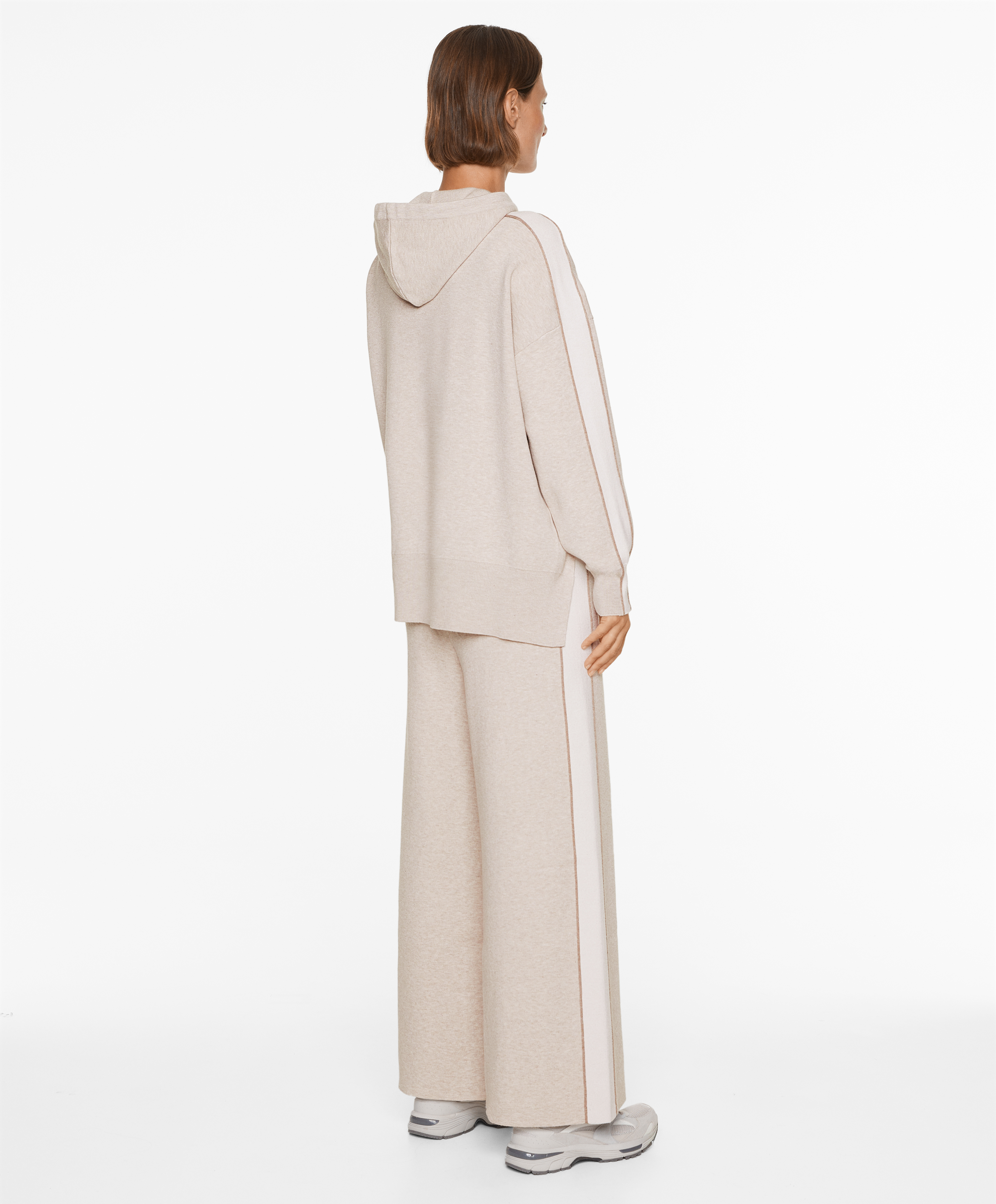 Knit zip-up jacket with piping