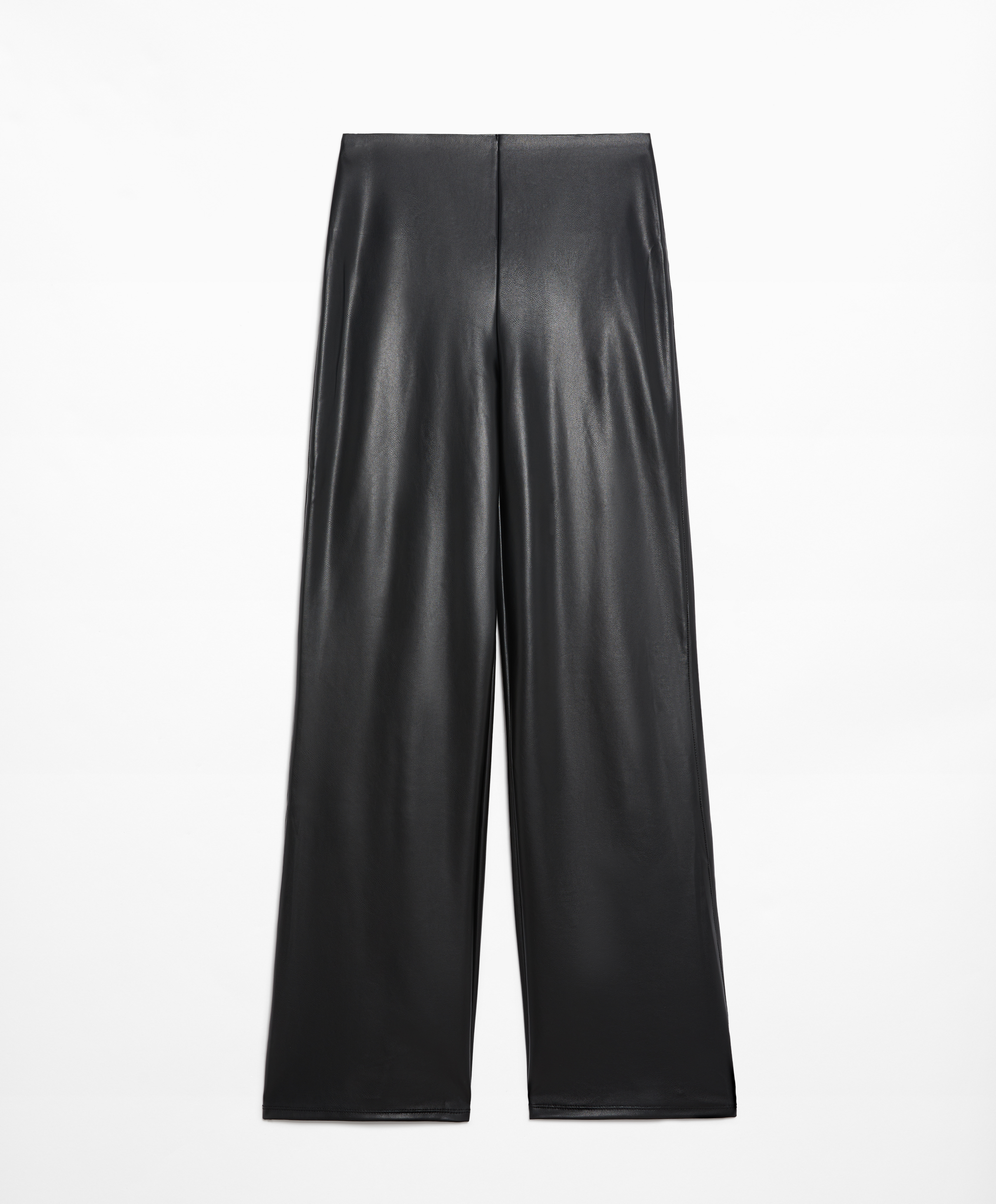 Straight fit faux leather trousers