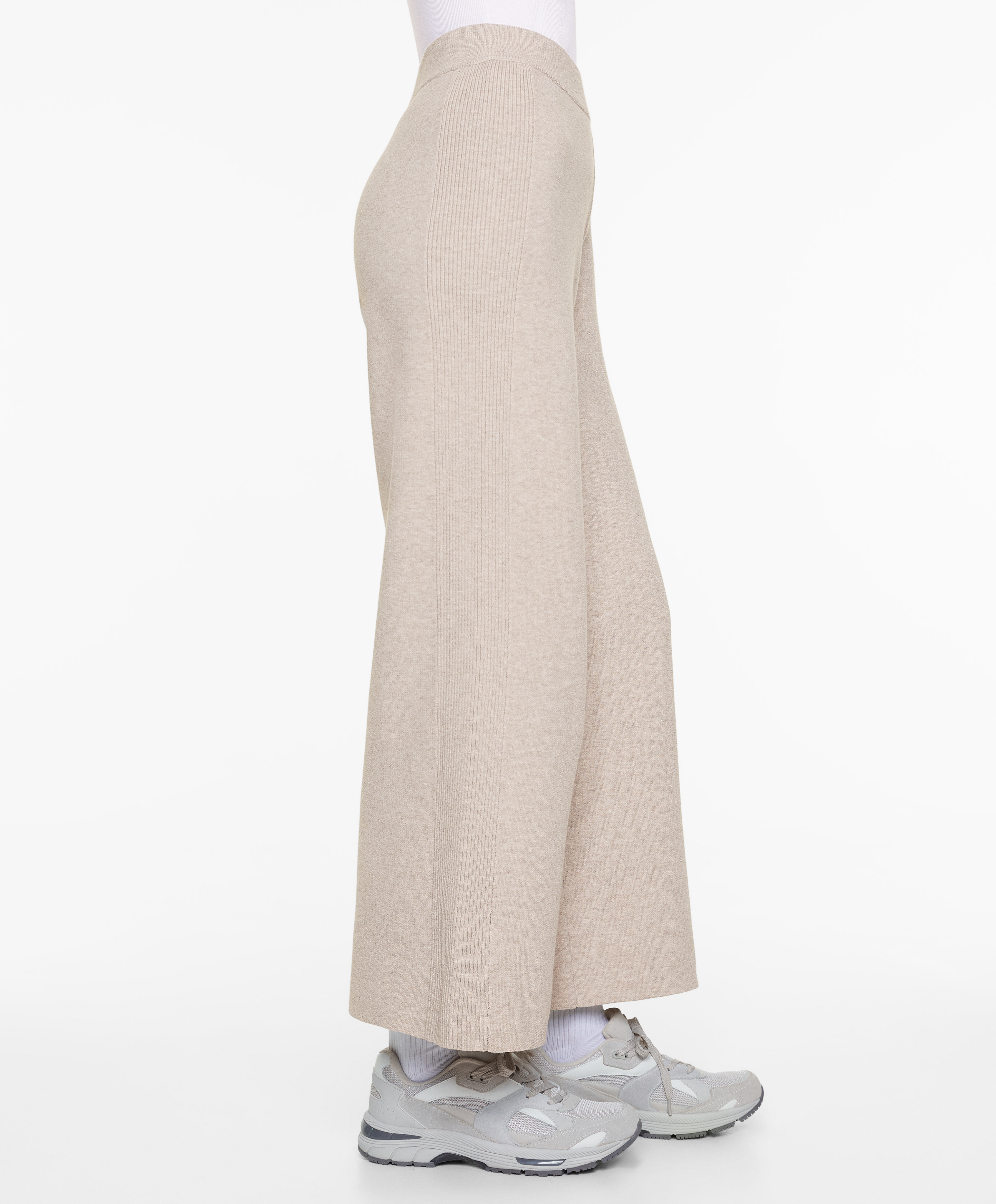 Side rib straight-leg knit trousers