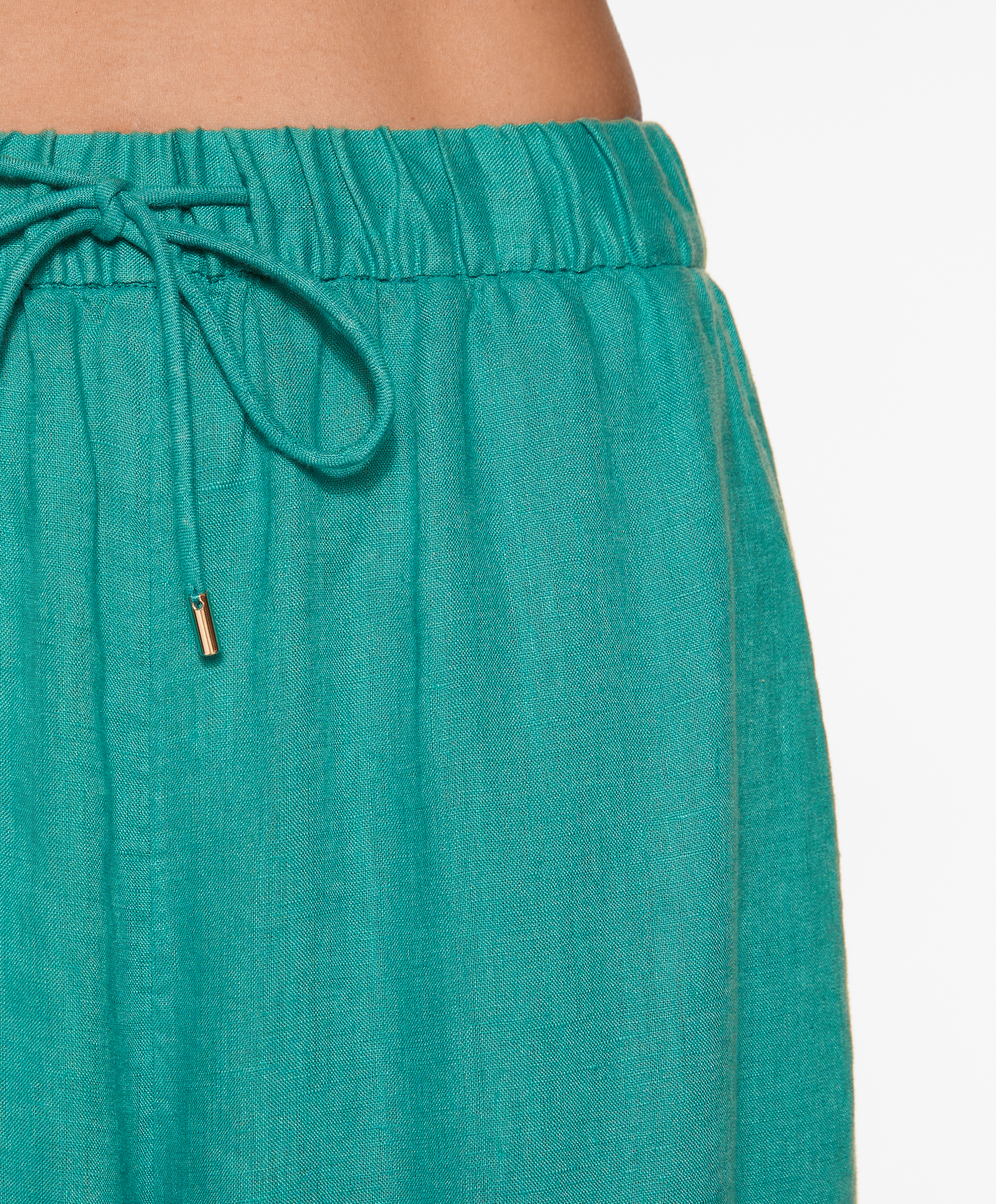 100% linen wide straight-leg trousers