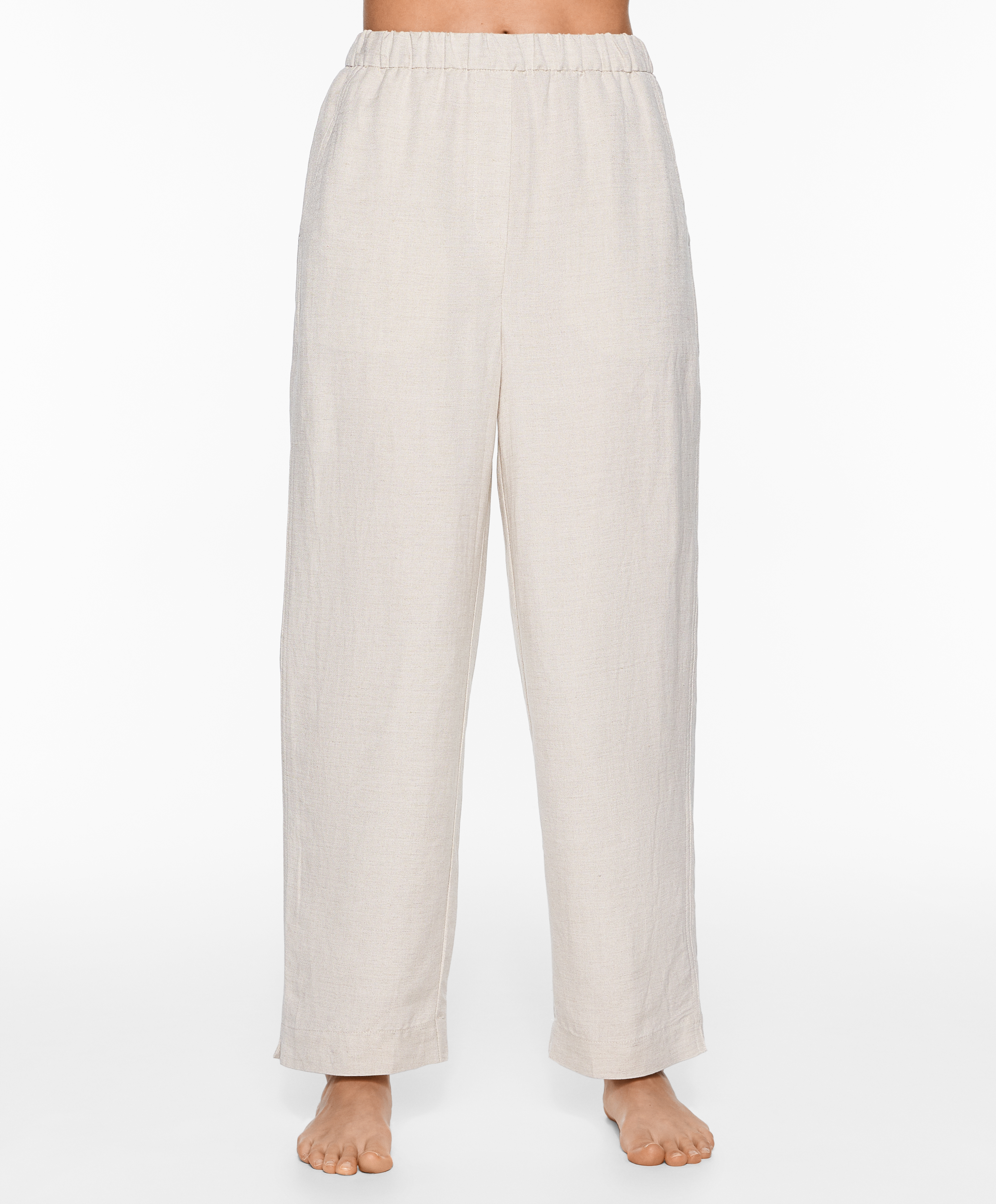 Slim-fit trousers with linen