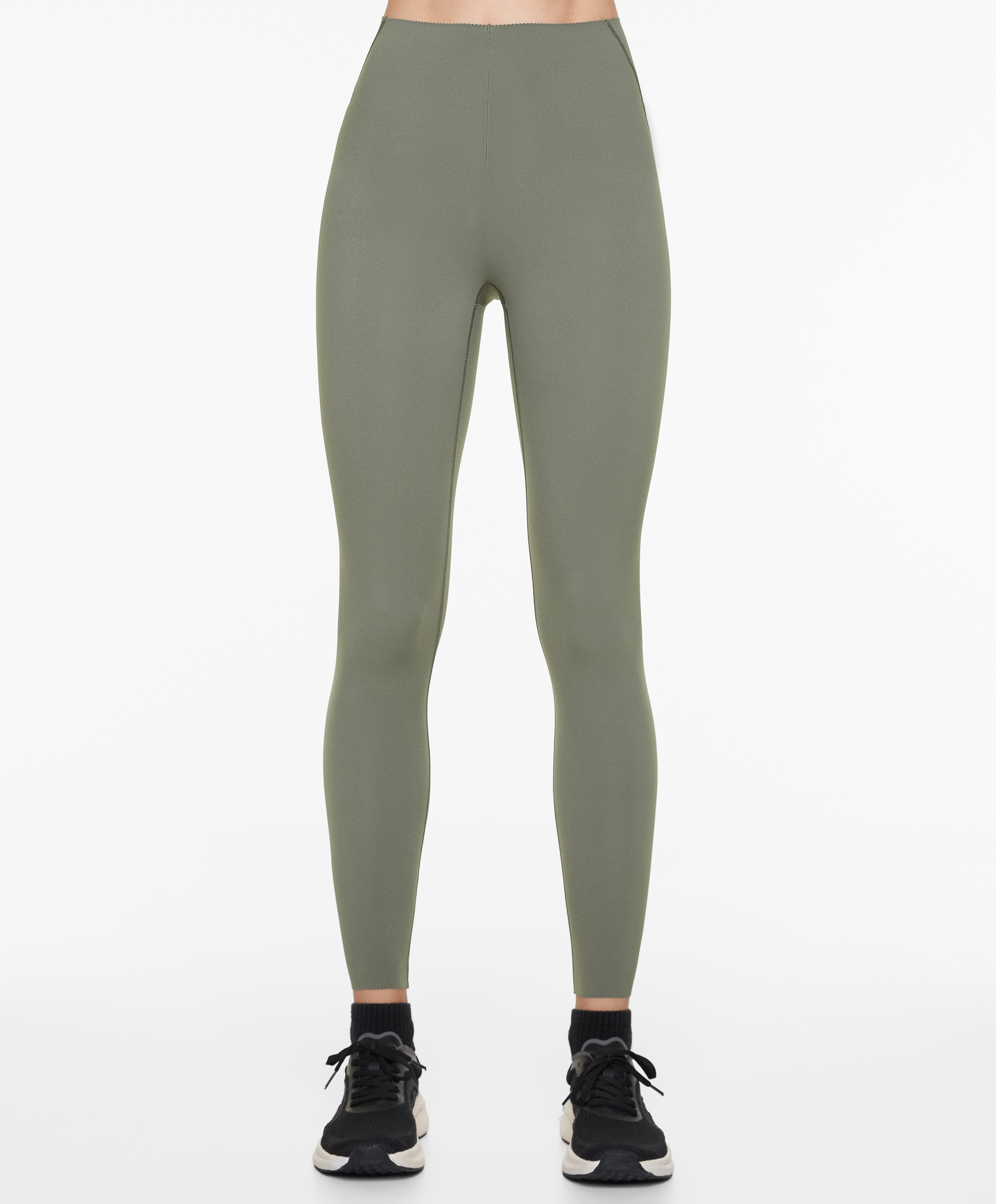Compressive core control ankle-length leggings